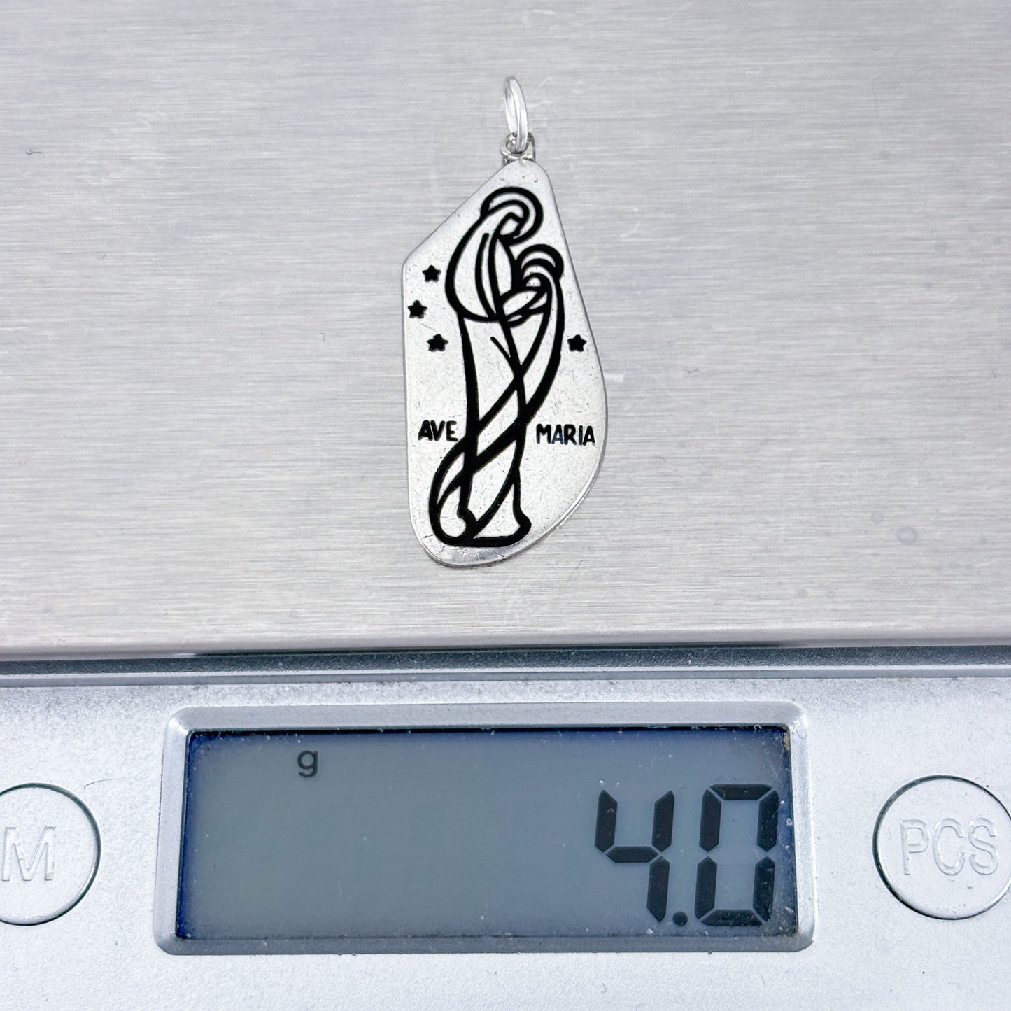 Vintage Sterling Silver 925 Ave Maria Pendant