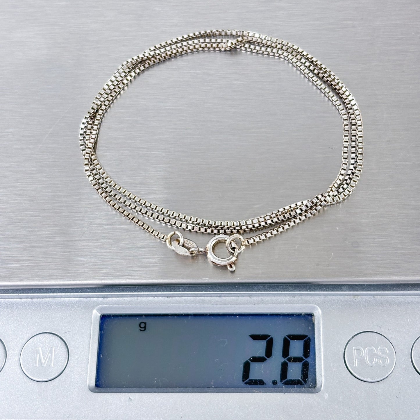 Vintage Sterling Silver 925 Box Chain Necklace 18"