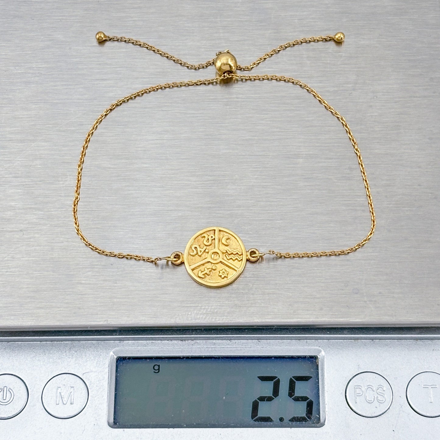 Vintage Gold-Tone Sterling Silver 925 Zodiac Charm Bracelet up to 9.5"