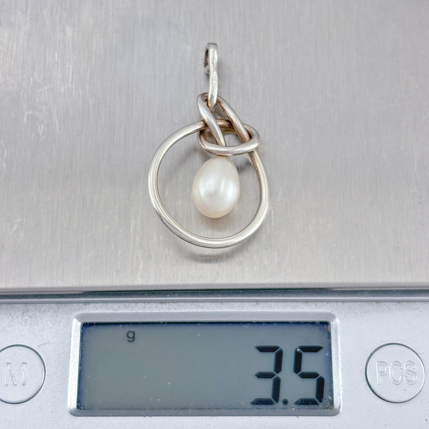 Vintage Sterling Silver 925 Pearl Knot Pendant