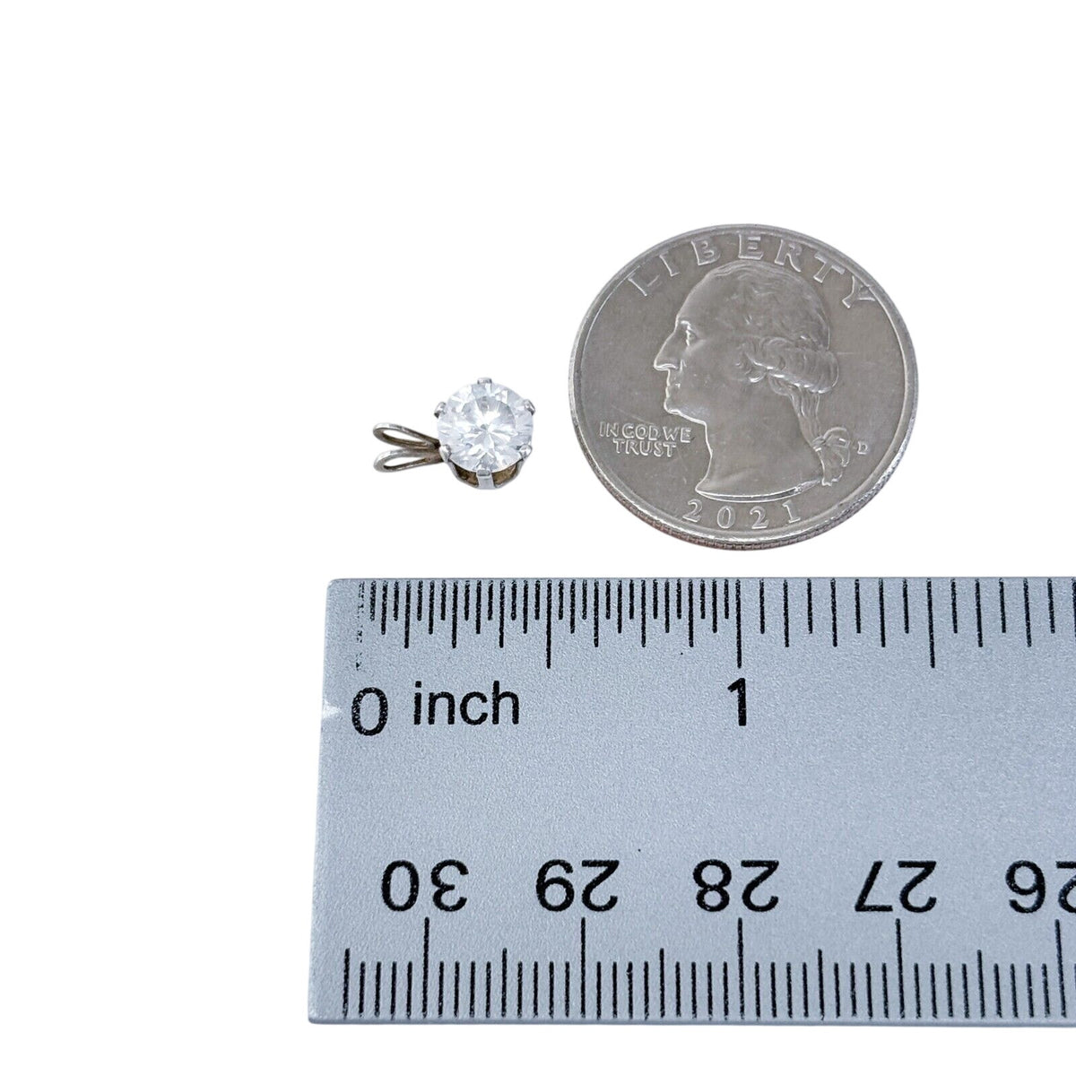 Vintage Sterling Silver 925 Solitaire Cubic Zirconia Pendant