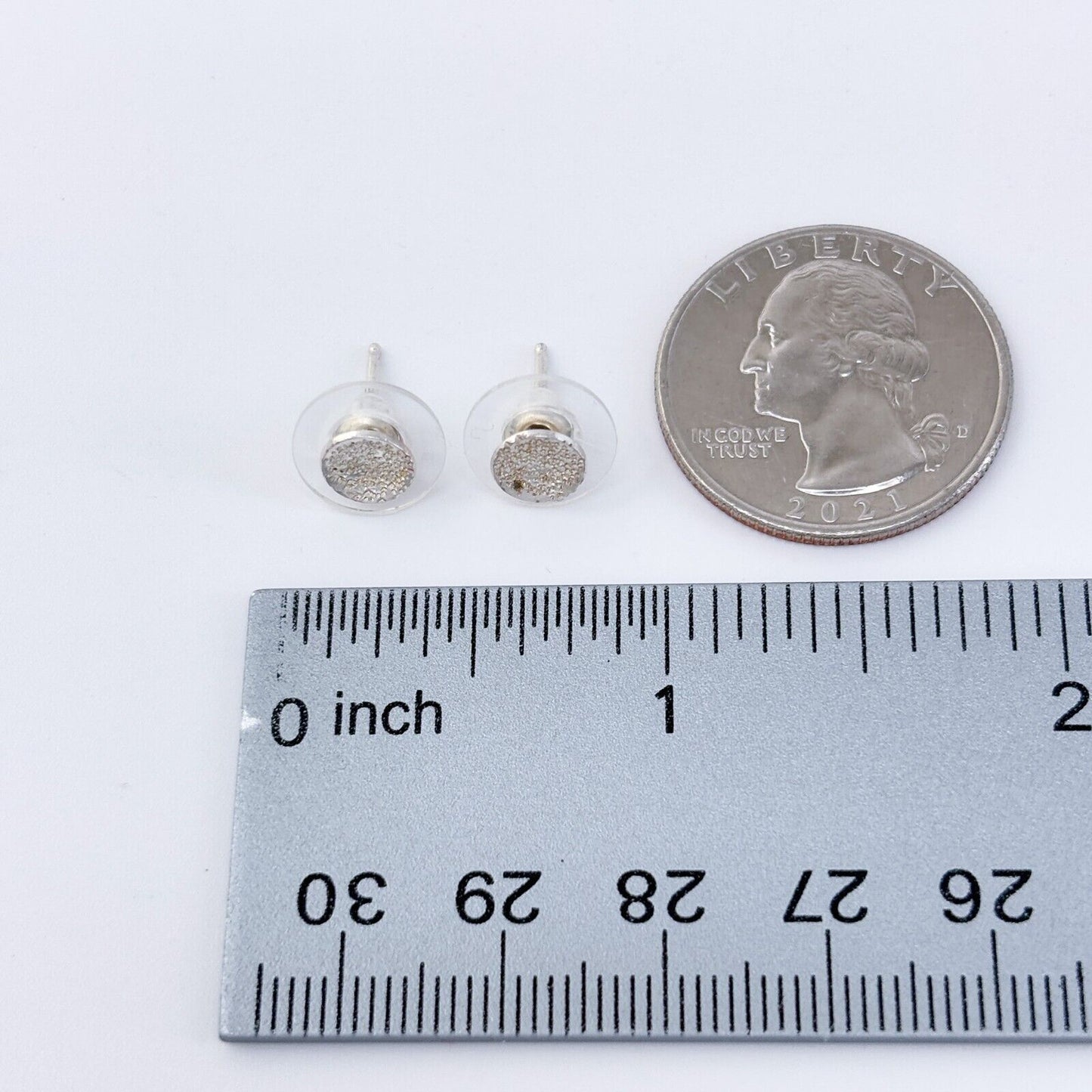 Vintage Sterling Silver 925 Textured Concave Round Stud Earrings