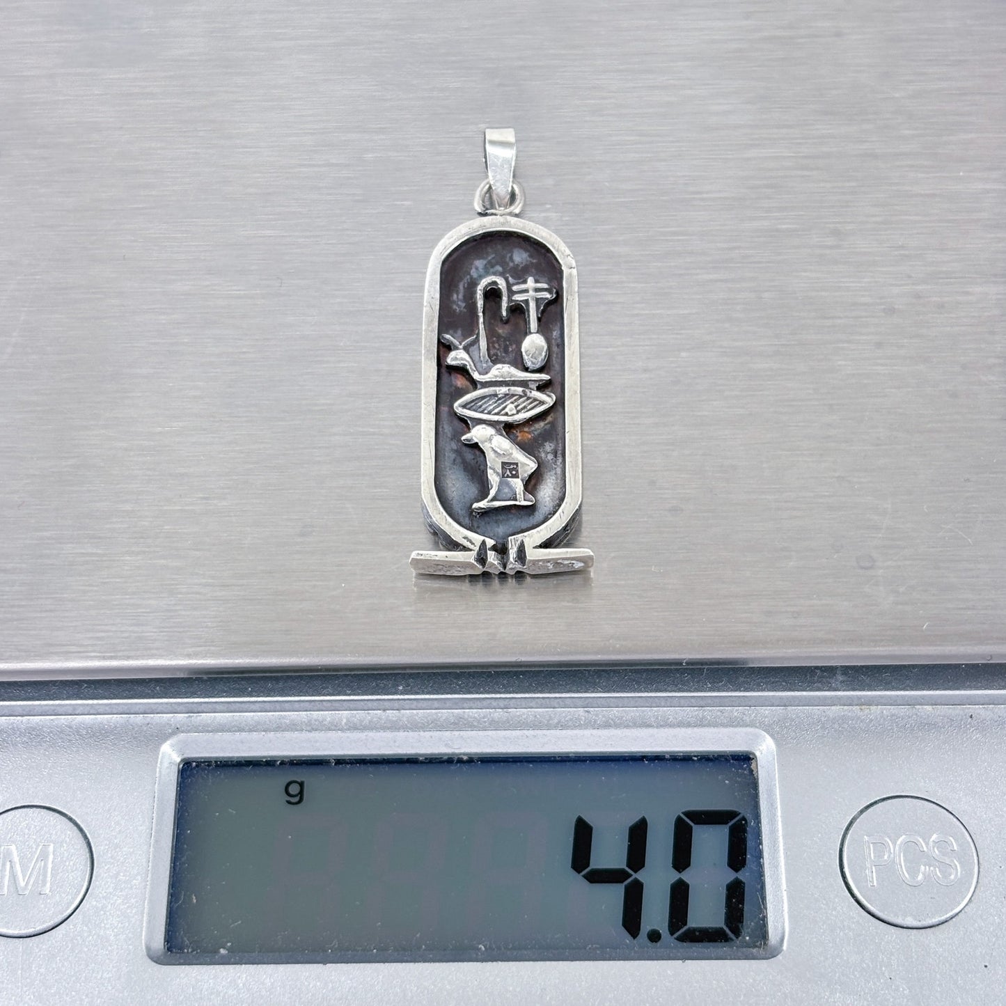 Vintage Sterling Silver 925 Sophia Egyptian Hieroglyph Name Cartouche Pendant