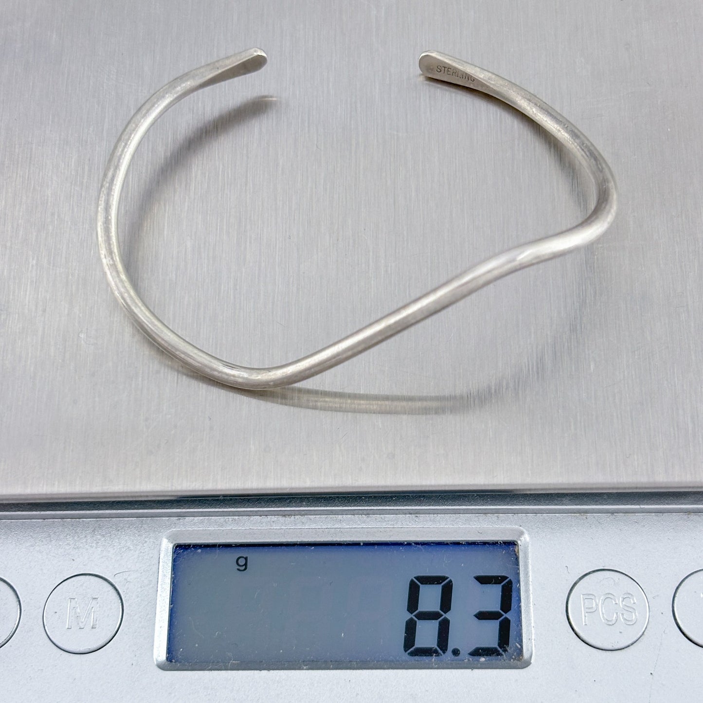 Vintage Sterling Silver 925 Wavy Cuff Bracelet 6"