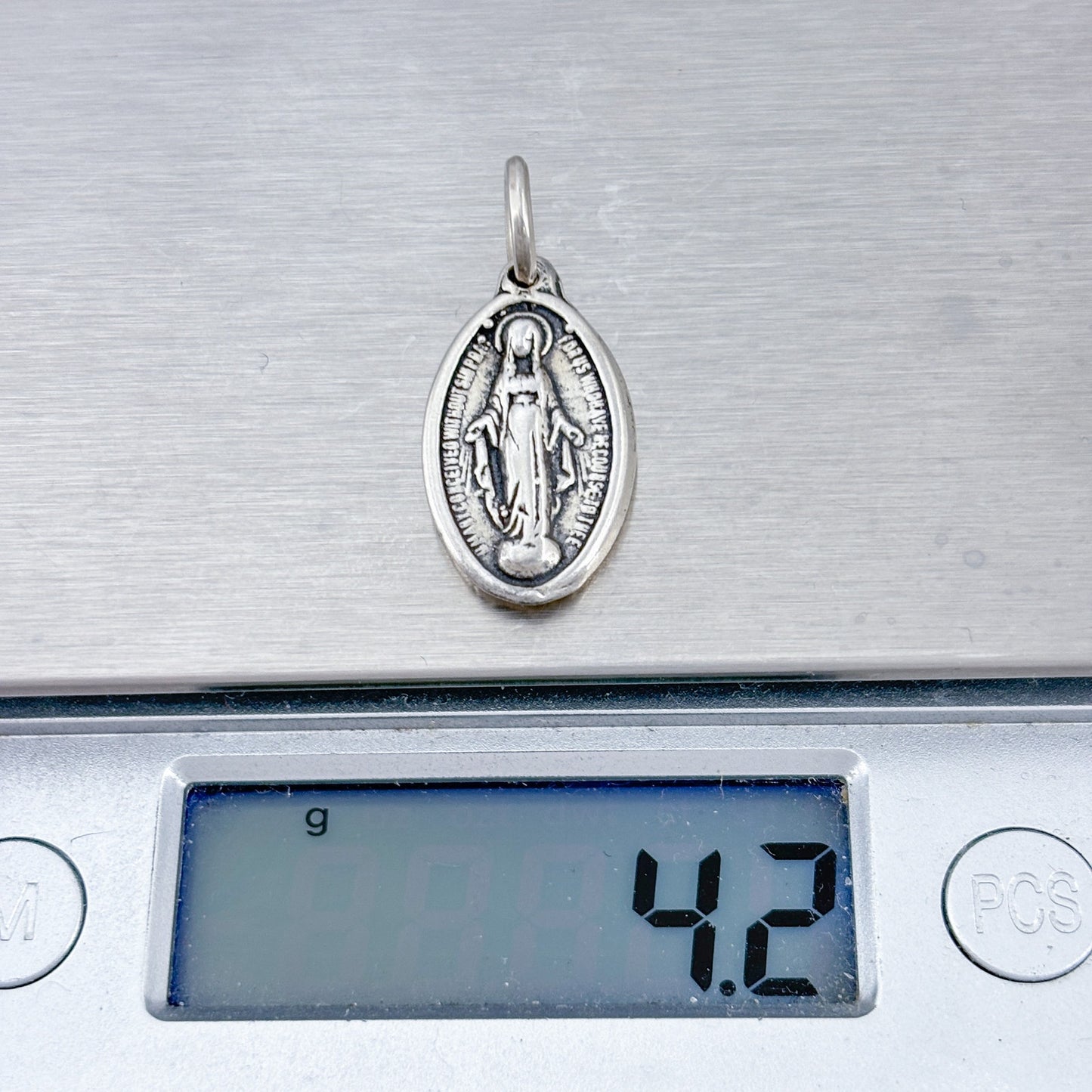 Vintage Sterling Silver 925 The Virgin Mary Miraculous Medal Pendant
