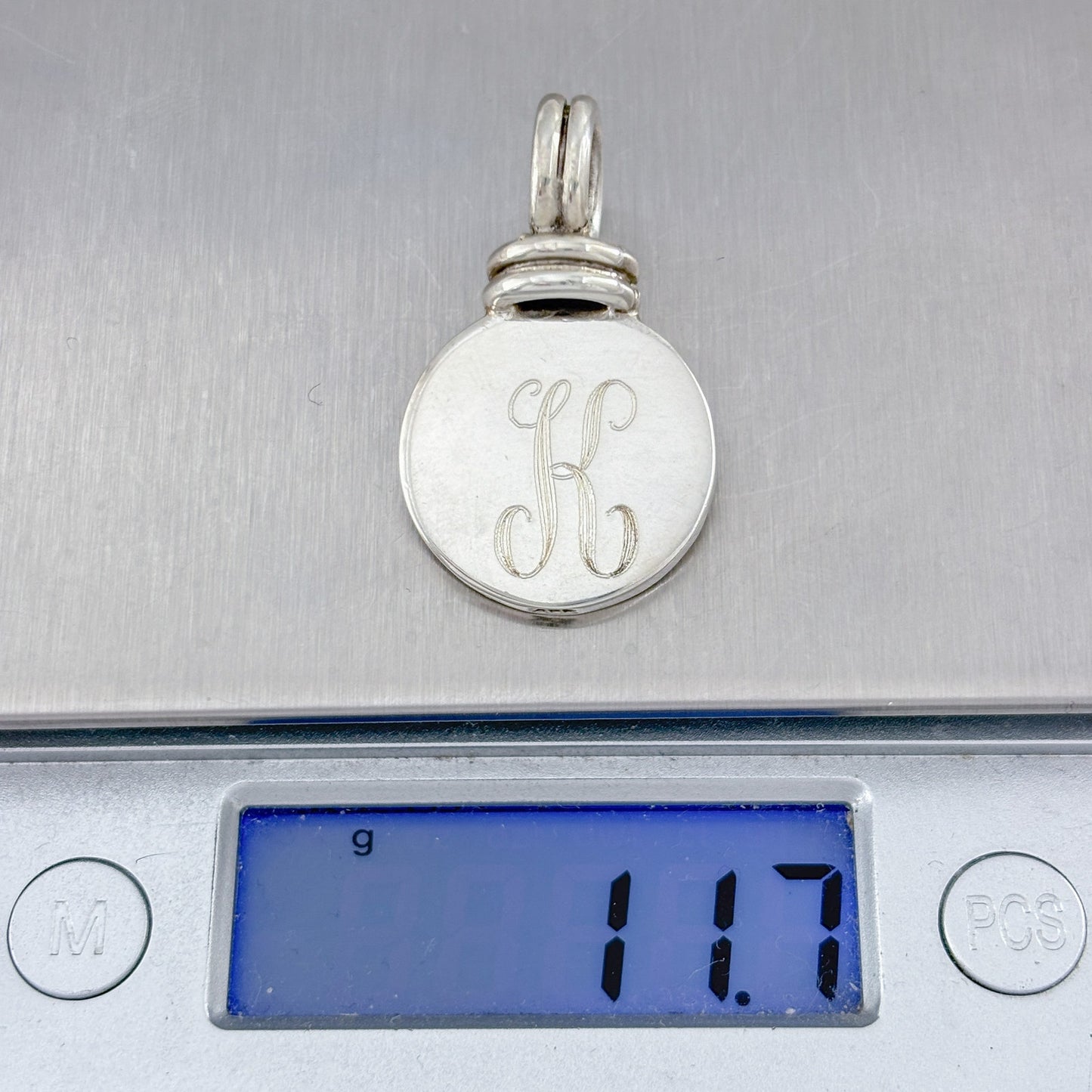 Vintage Sterling Silver 925 Monogram “K” Pendant