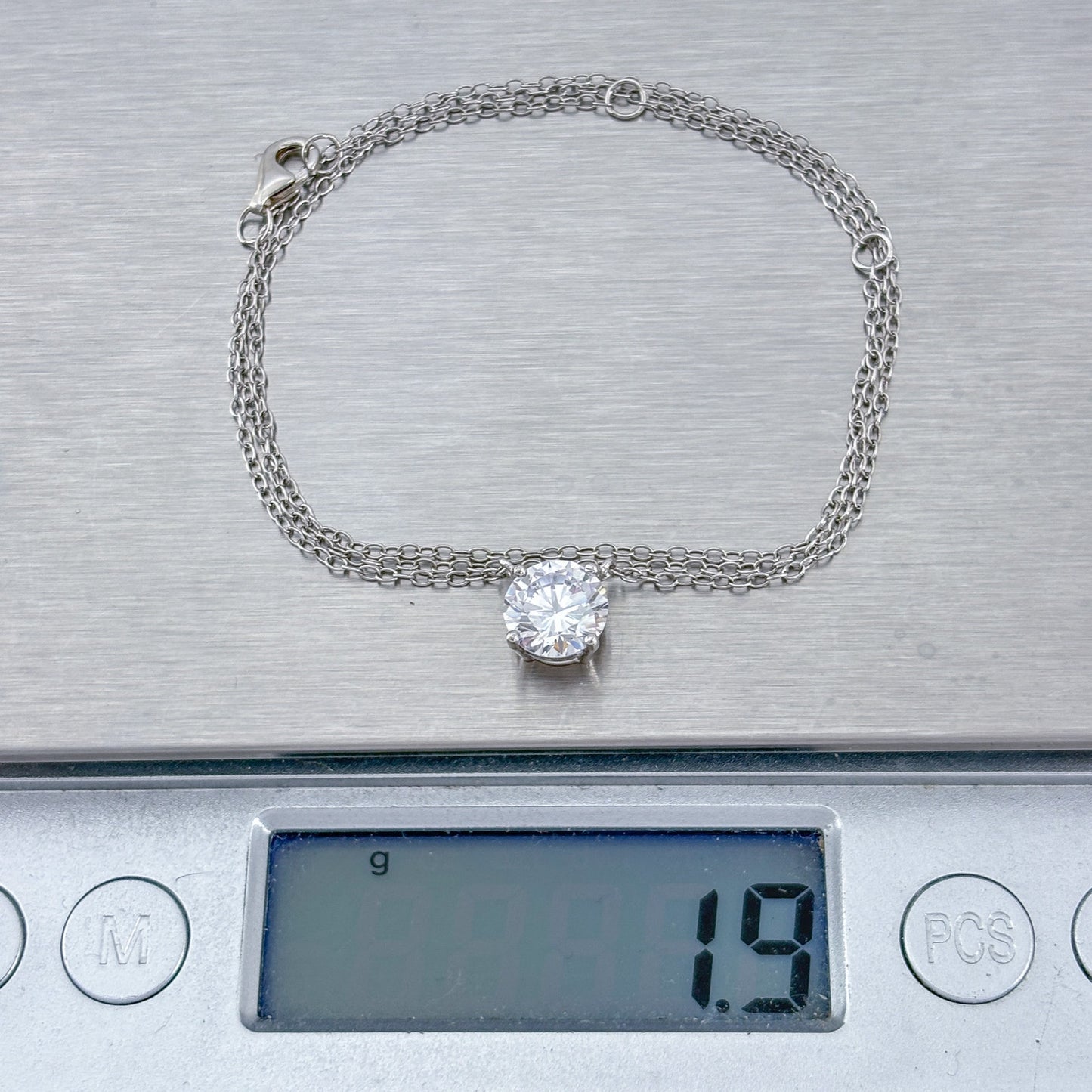 Vintage Sterling Silver 925 Cubic Zirconia Pendant Necklace 16", 17," 18"