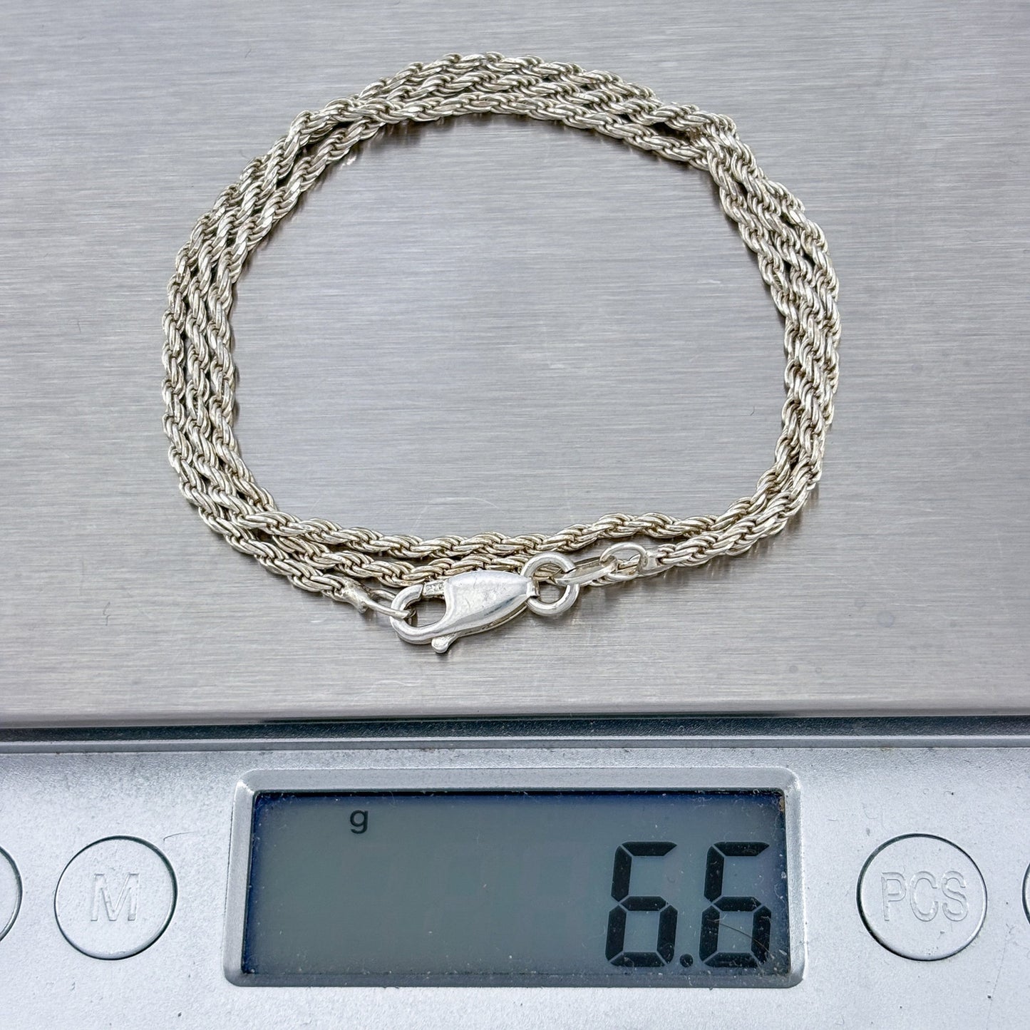 Vintage Italian Sterling Silver 925 Rope Link Chain Necklace 18"