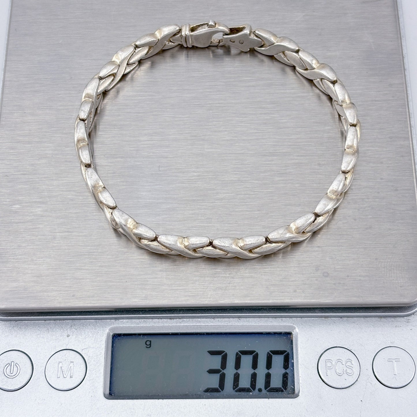 Vintage Sterling Silver 925 XO Link Bracelet 7.5"
