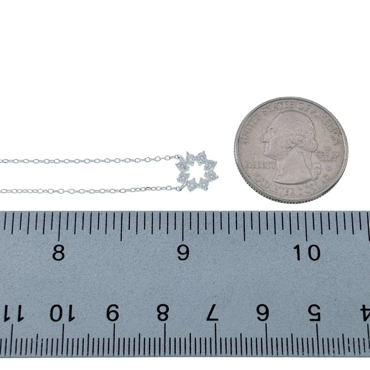 Vintage Sterling Silver Cubic Zirconia Snowflake Pendant Necklace 16"-18"
