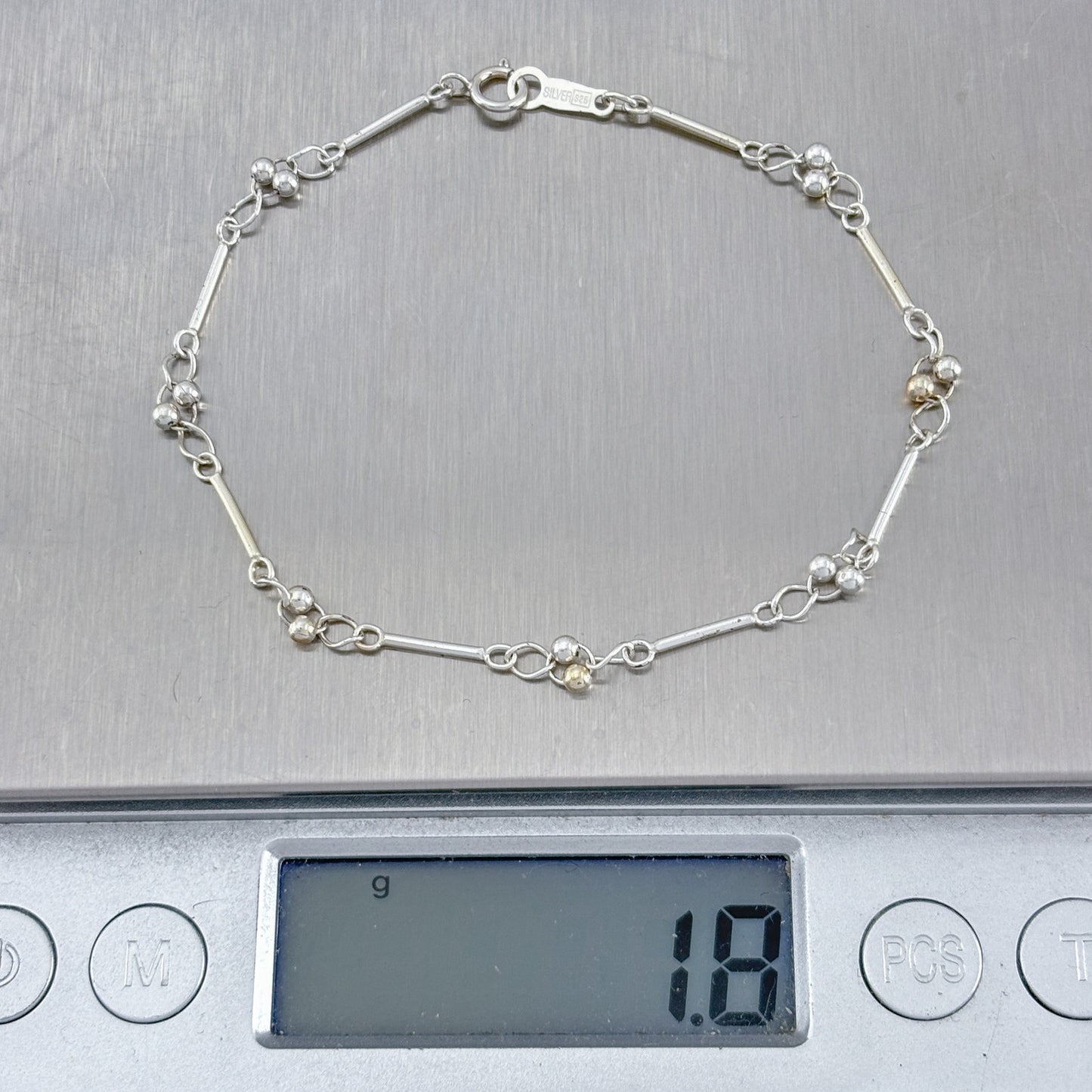 Vintage Sterling Silver 925 Bar Link Bracelet 7"