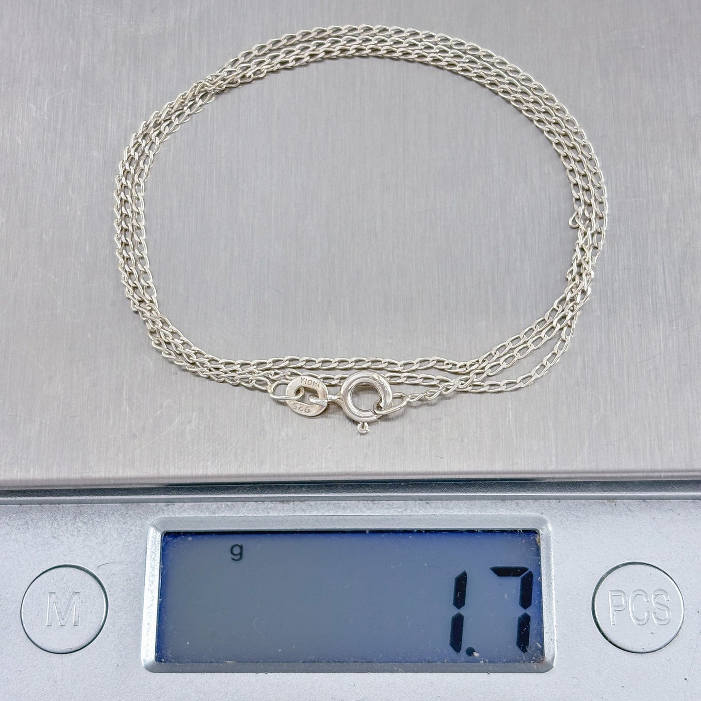 Vintage Sterling Silver 925 Curb Link Chain Necklace 18"