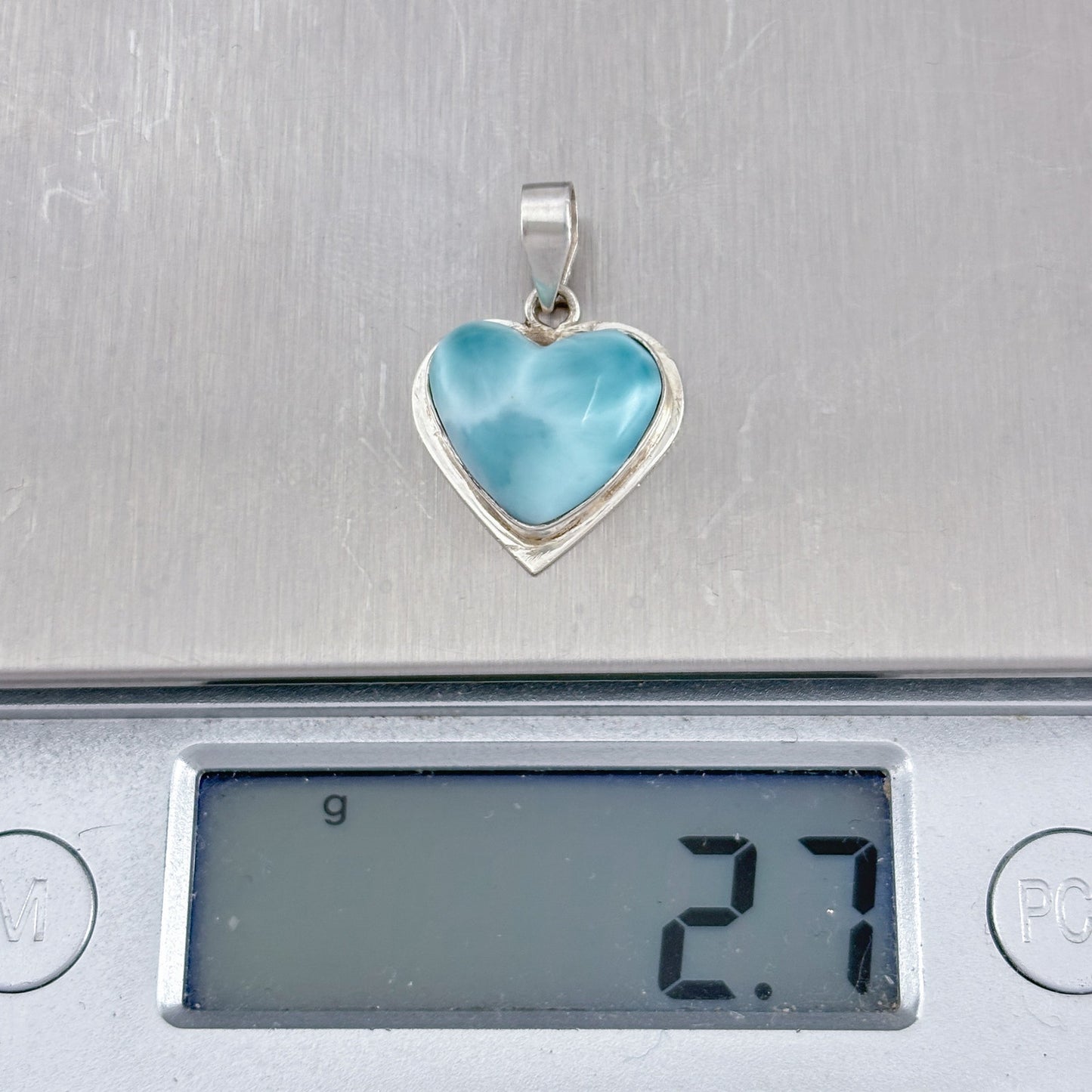 Vintage Sterling Silver 925 Larimar Heart Pendant