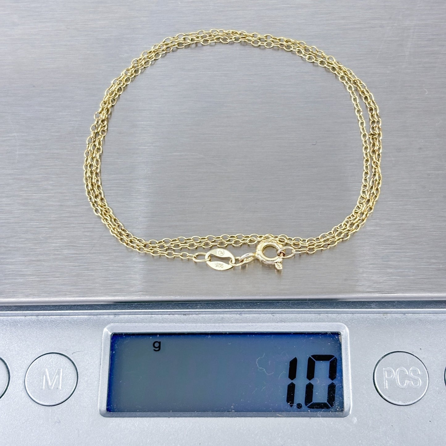Vintage Gold-Tone Sterling Silver 925 Cable Chain Necklace 19"