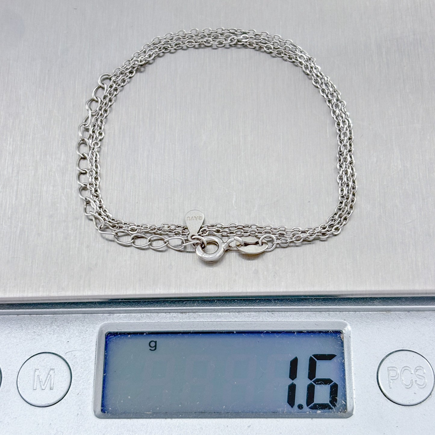 Vintage Sterling Silver 925 Cable Link Chain Necklace 15.5"-17.5"