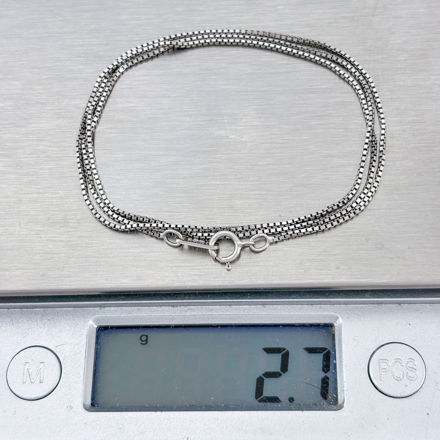 Vintage Sterling Silver 925 Box Link Chain Necklace 18"