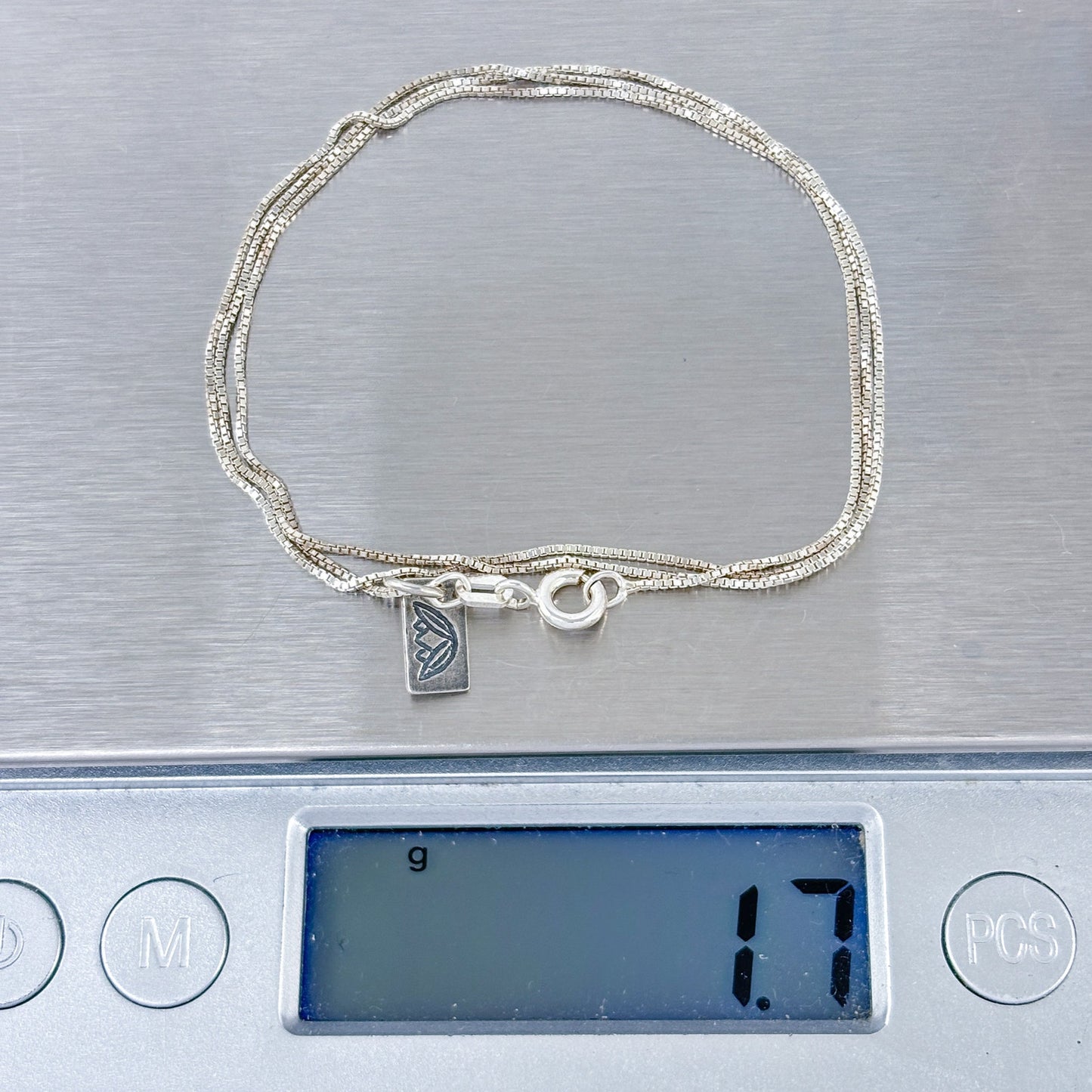 Vintage Italian Sterling Silver 925 Box Chain Necklace 18"