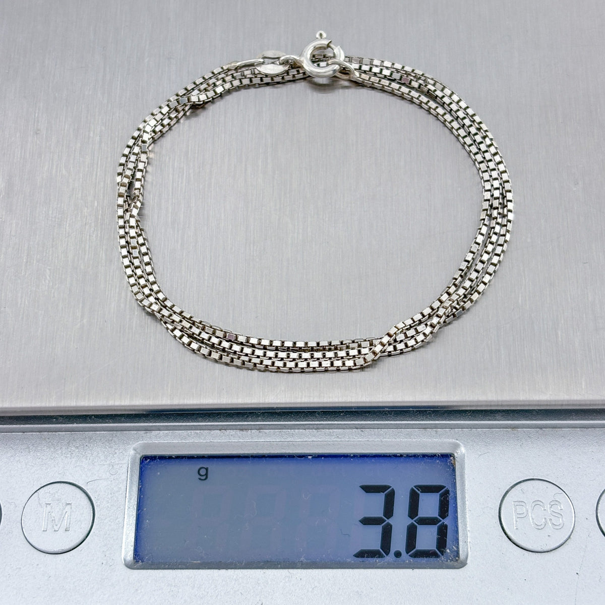 Vintage Italy Sterling Silver 925 Box Chain Necklace 18"