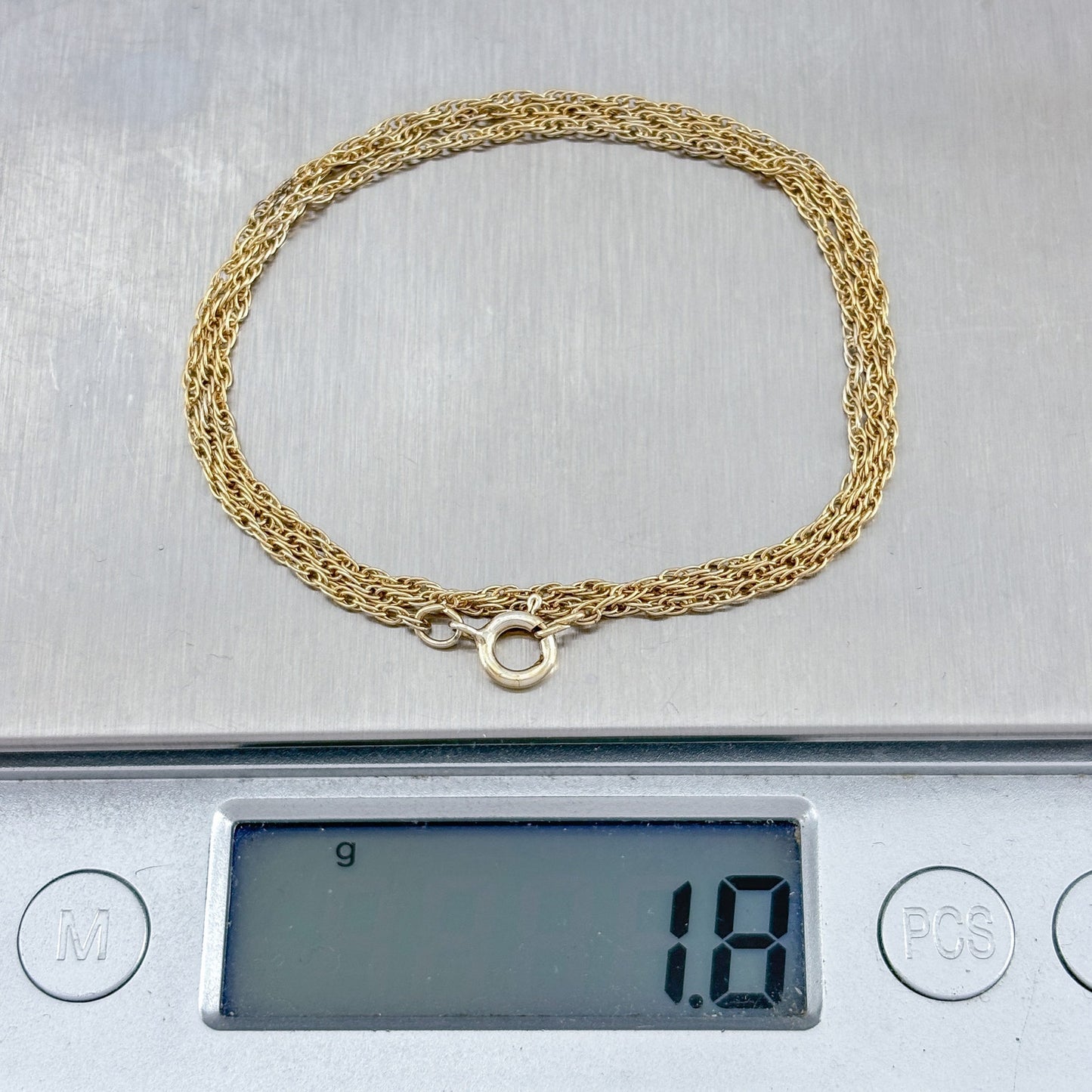 Vintage Gold-Tone Sterling Silver 925 Singapore Chain Necklace 18"