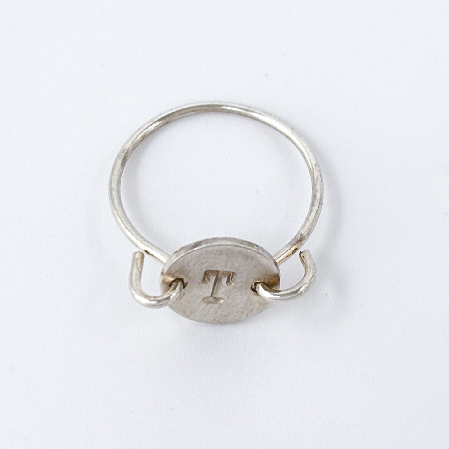 Silver-Tone Letter T Initial Ring Size 5.5
