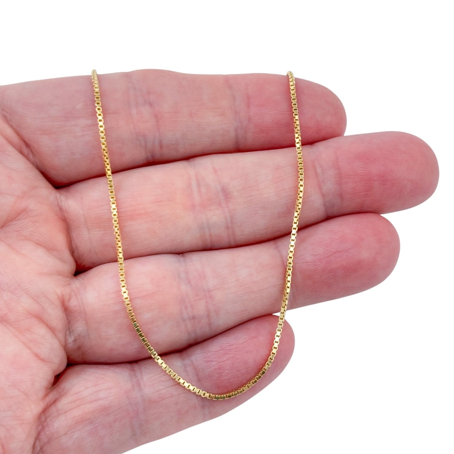 Vintage Gold-Tone Sterling Silver 925 Box Chain Necklace Adjustable to 30"