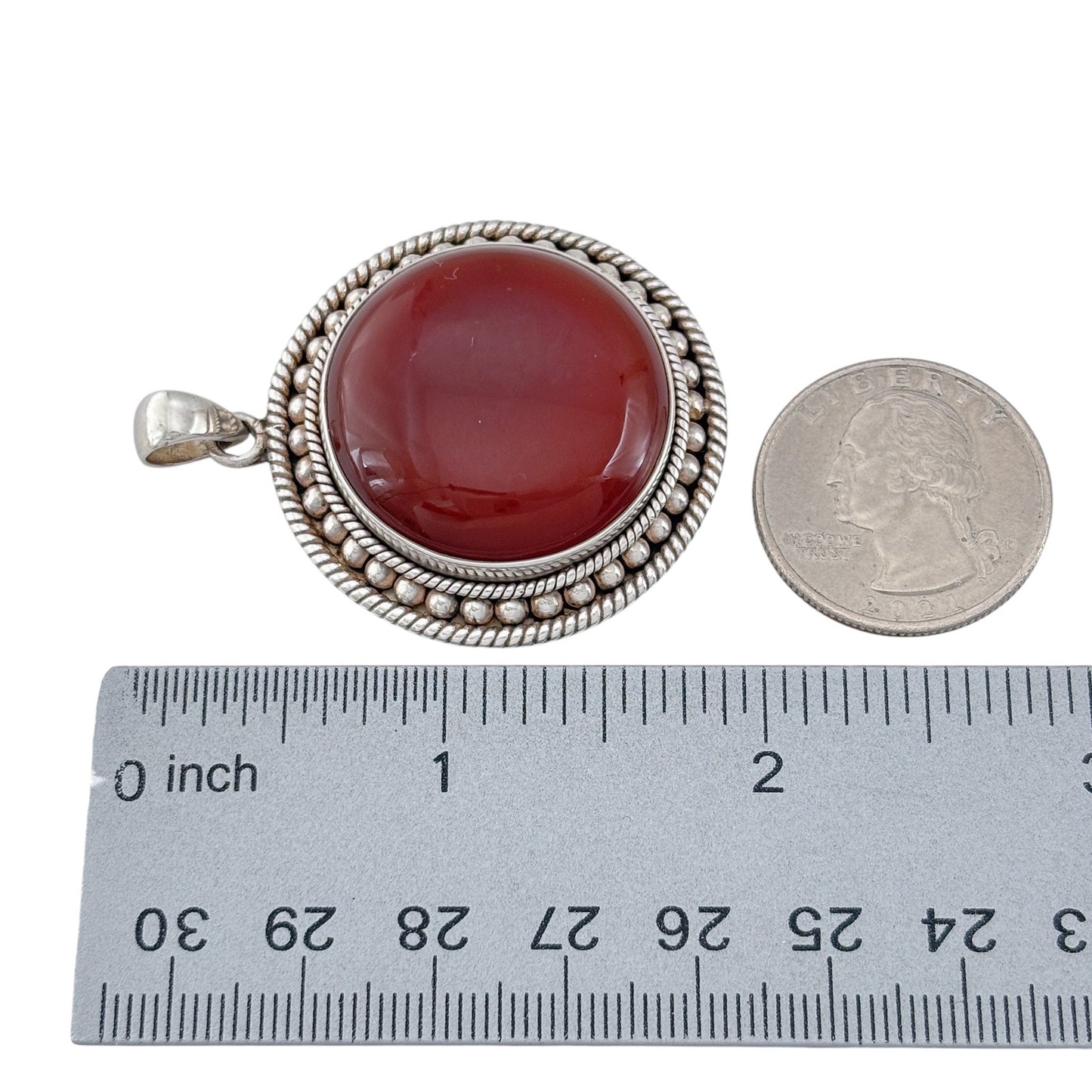Vintage Sterling Silver 925 Carnelian Pendant