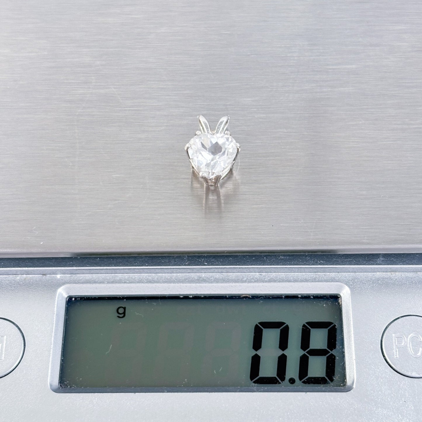 Vintage Sterling Silver 925 Heart Cut White Topaz Pendant