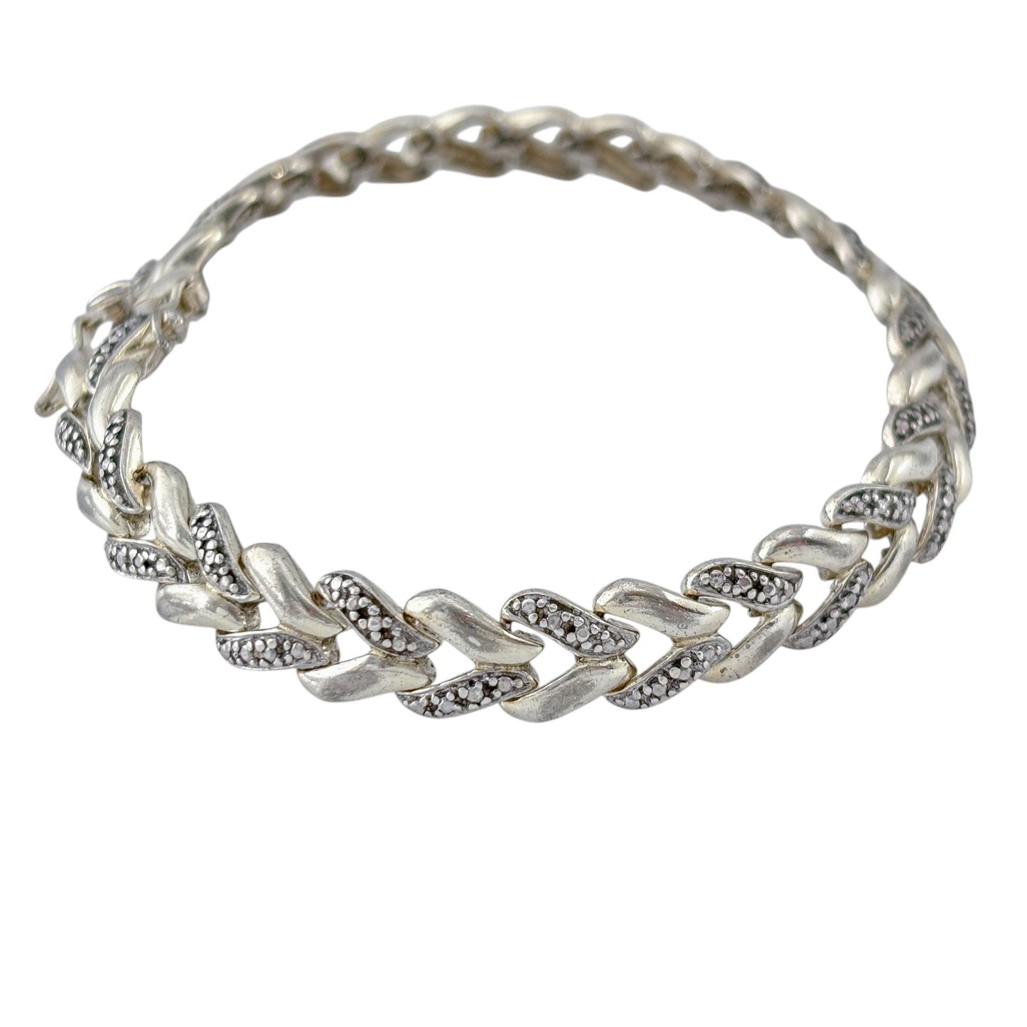 Vintage Sterling Silver 925 Studded Link Bracelet 7.25"