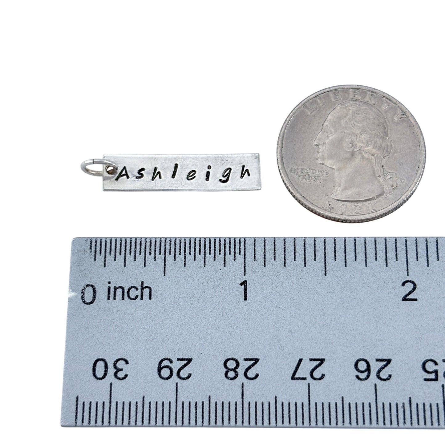 Vintage Sterling Silver 925 Ashleigh Name Bar Charm