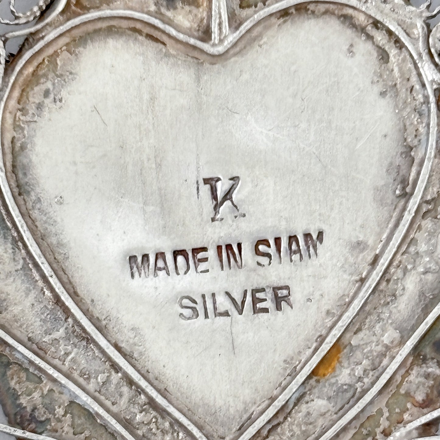 Vintage Siam Sterling Silver 925 Black Enamel Dancer Pendant