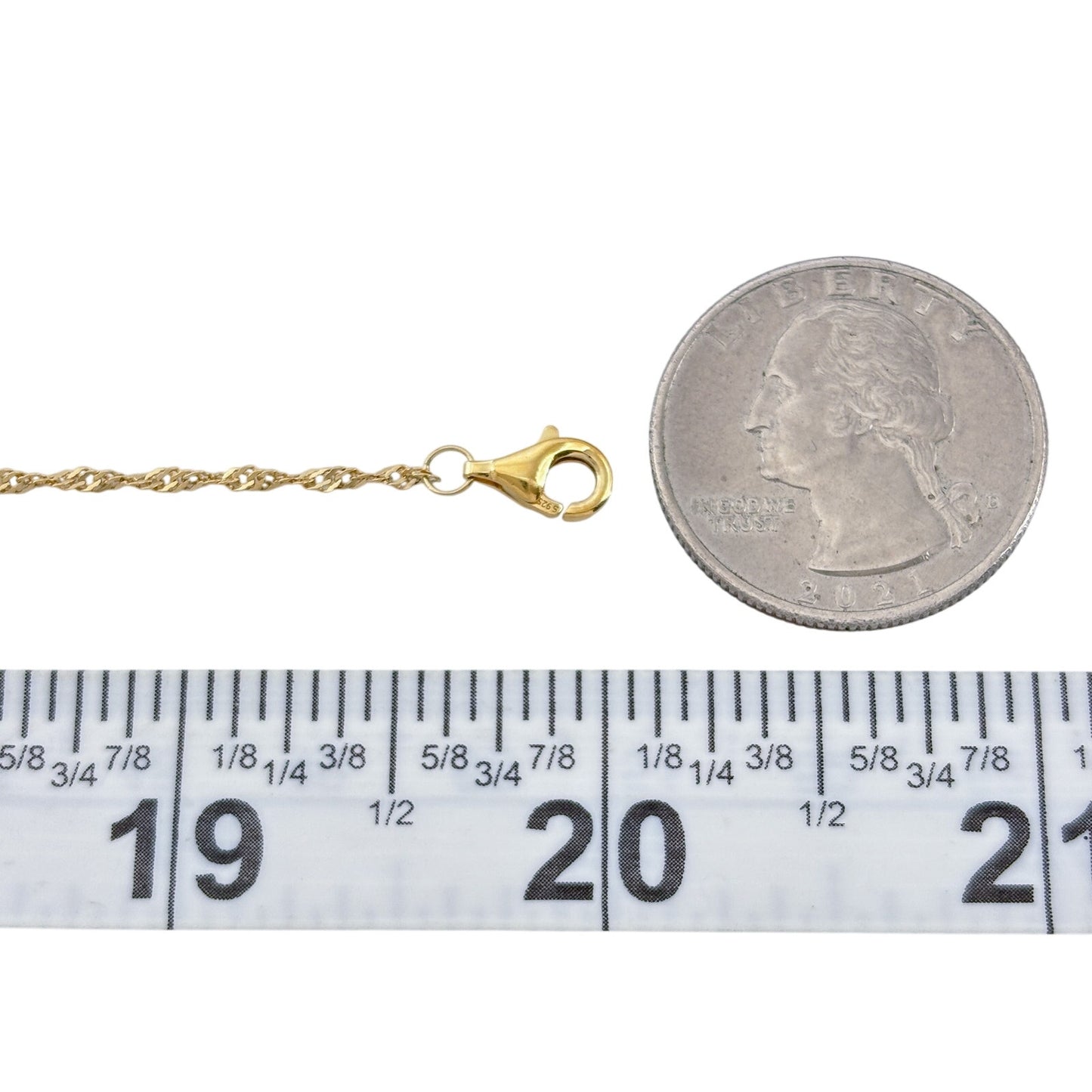 Vintage Gold-Tone Sterling Silver 925 Singapore Link Chain Necklace 18"-20"