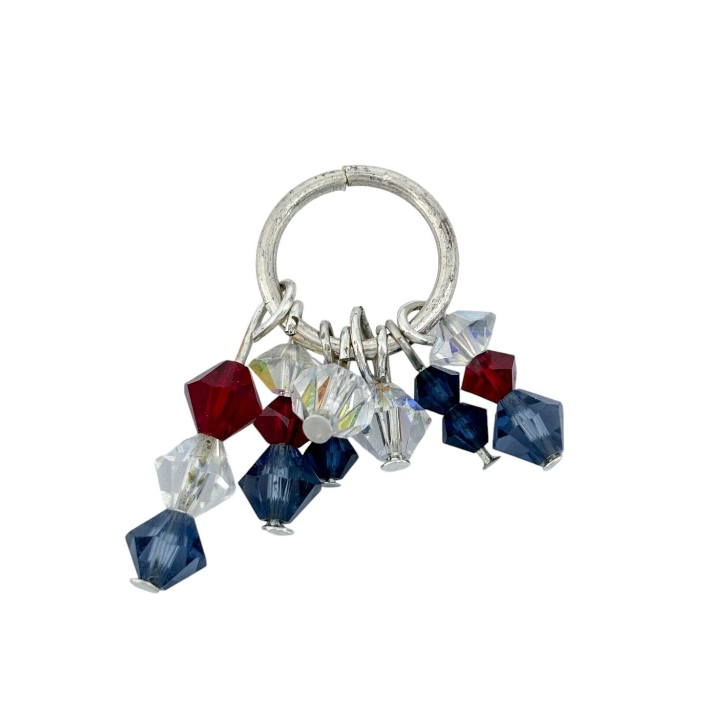 Vintage Silver-Tone Crystal Dangle Charm Pendant