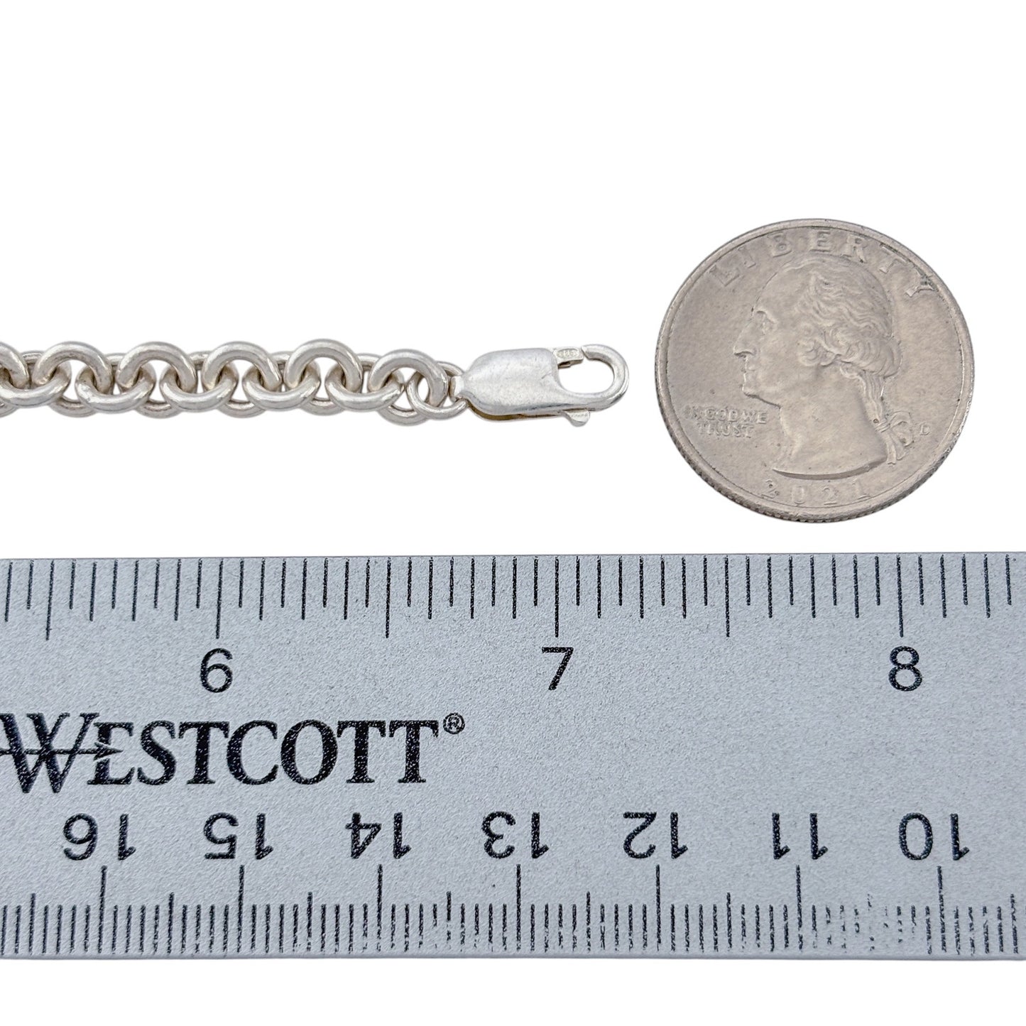 Vintage Sterling Silver 925 Heavy 15.3 gram Round Link Bracelet 7"