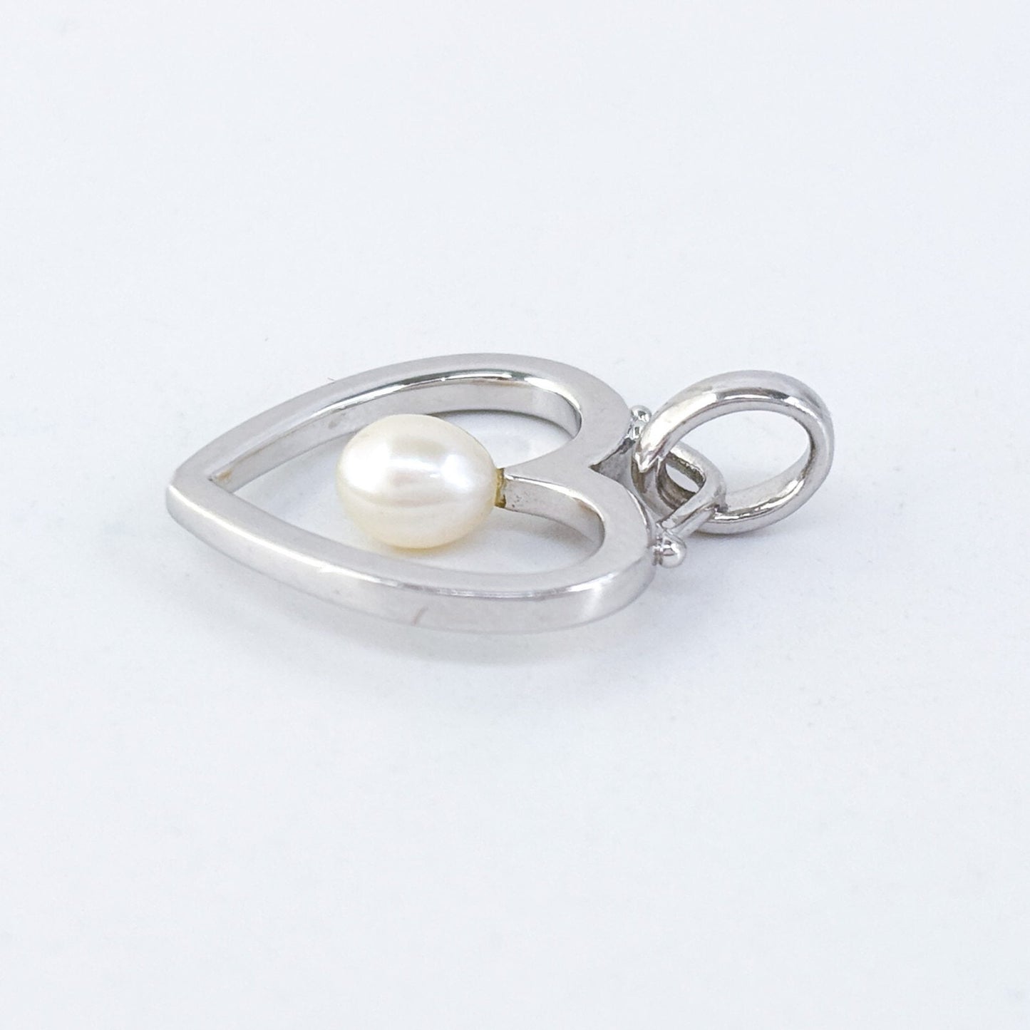 Vintage Sterling Silver 925 Pearl Open Heart Pendant