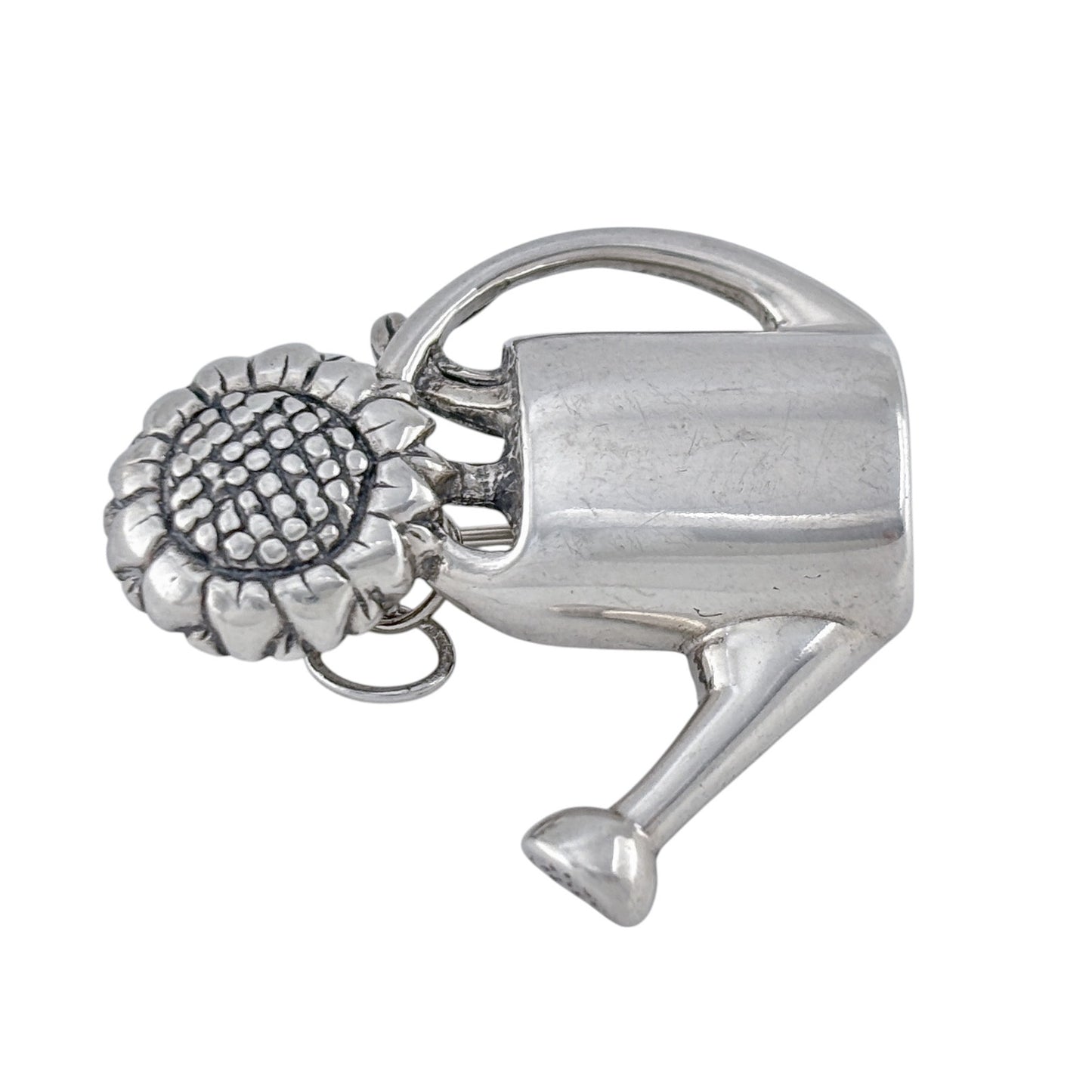 Vintage Sterling Silver 925 Watering Can Sunflower Brooch