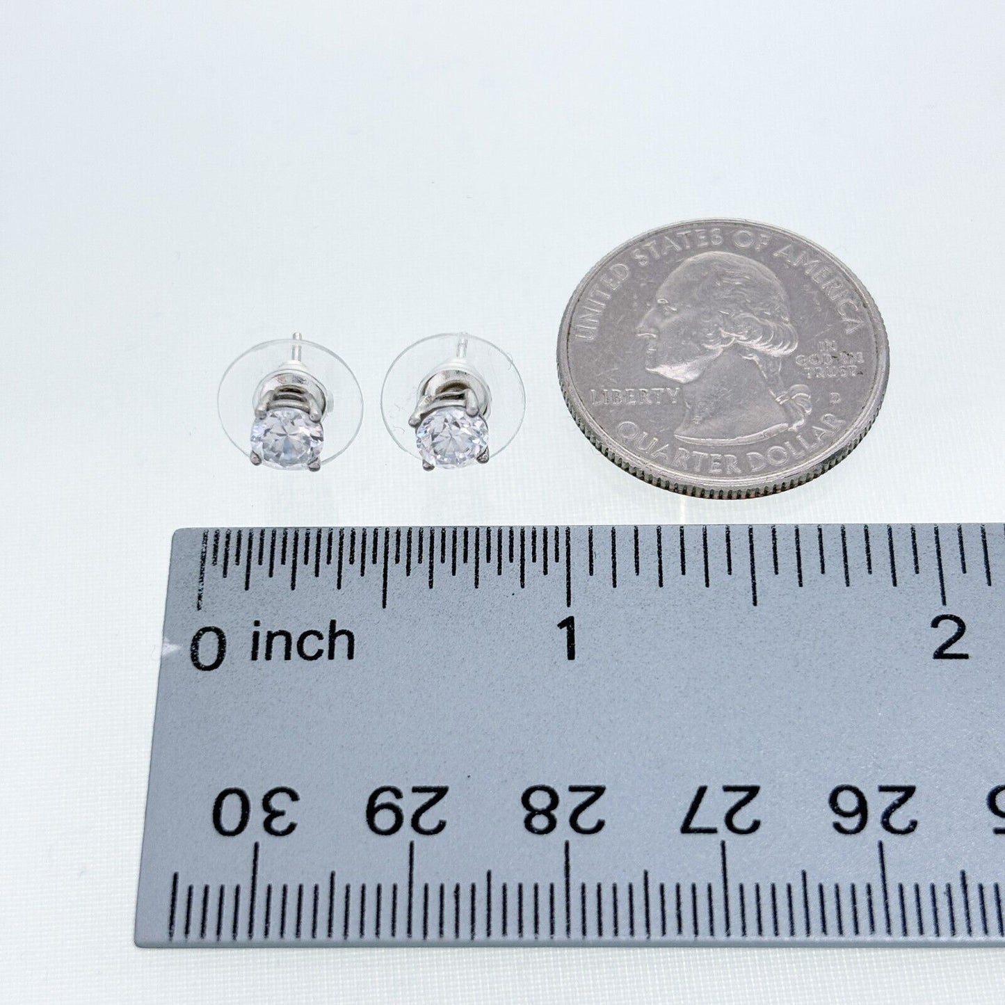 Vintage Sterling Silver 925 Cubic Zirconia Stud Earrings