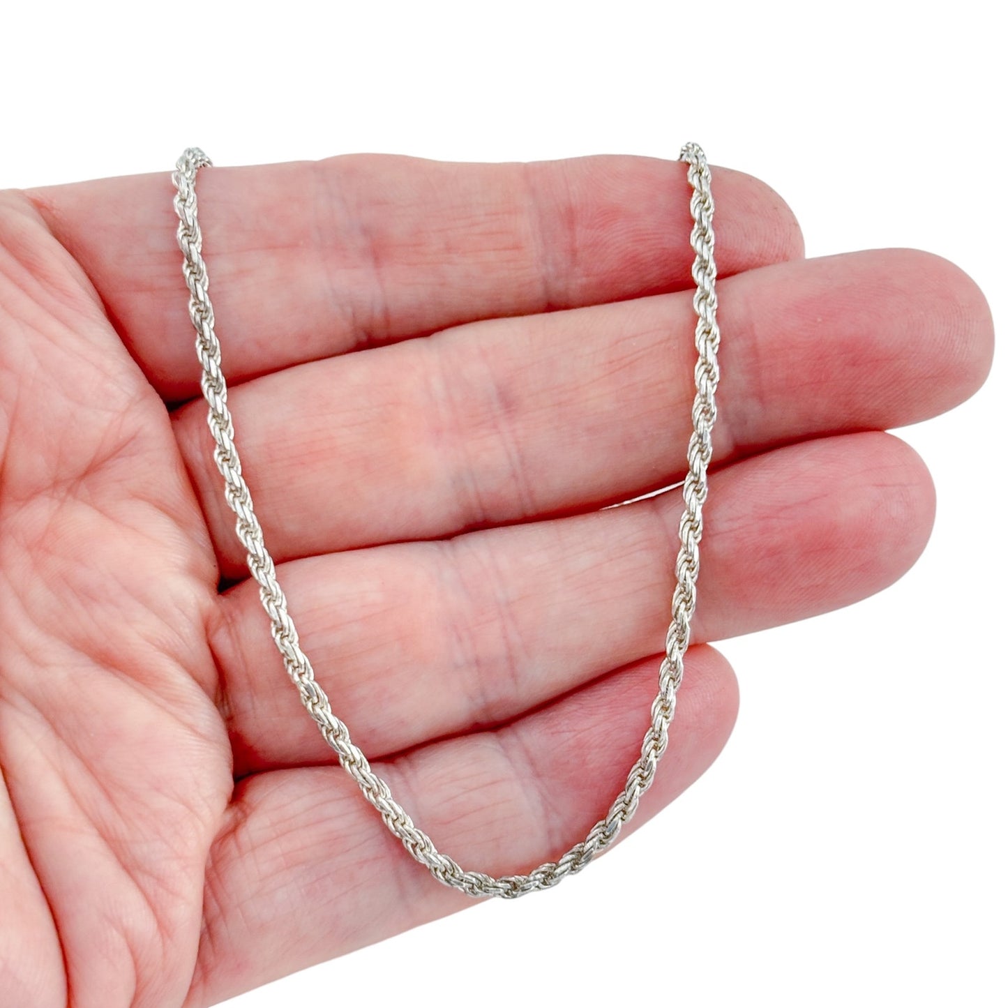 Vintage Italy Sterling Silver 925 Rope Chain Necklace 18"