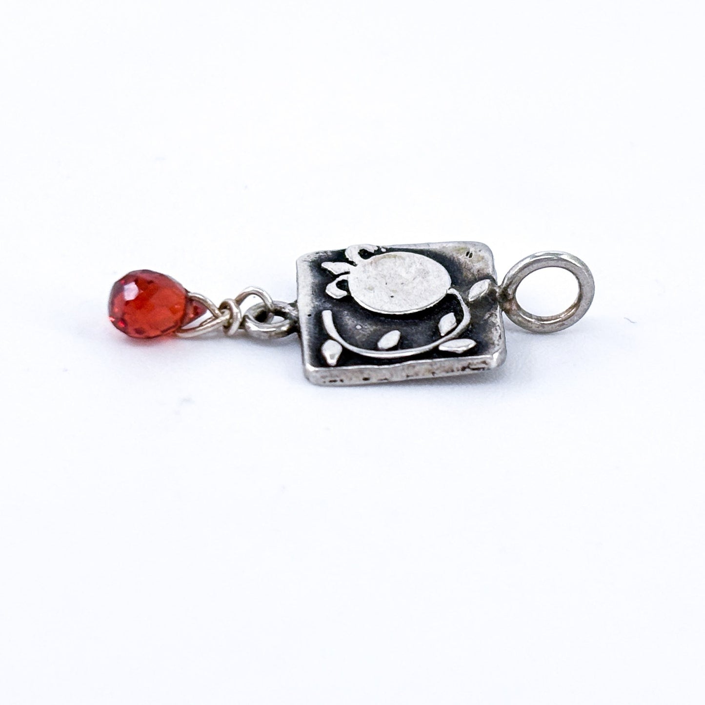 Vintage Sterling Silver 925 Garnet Dangle Pendant