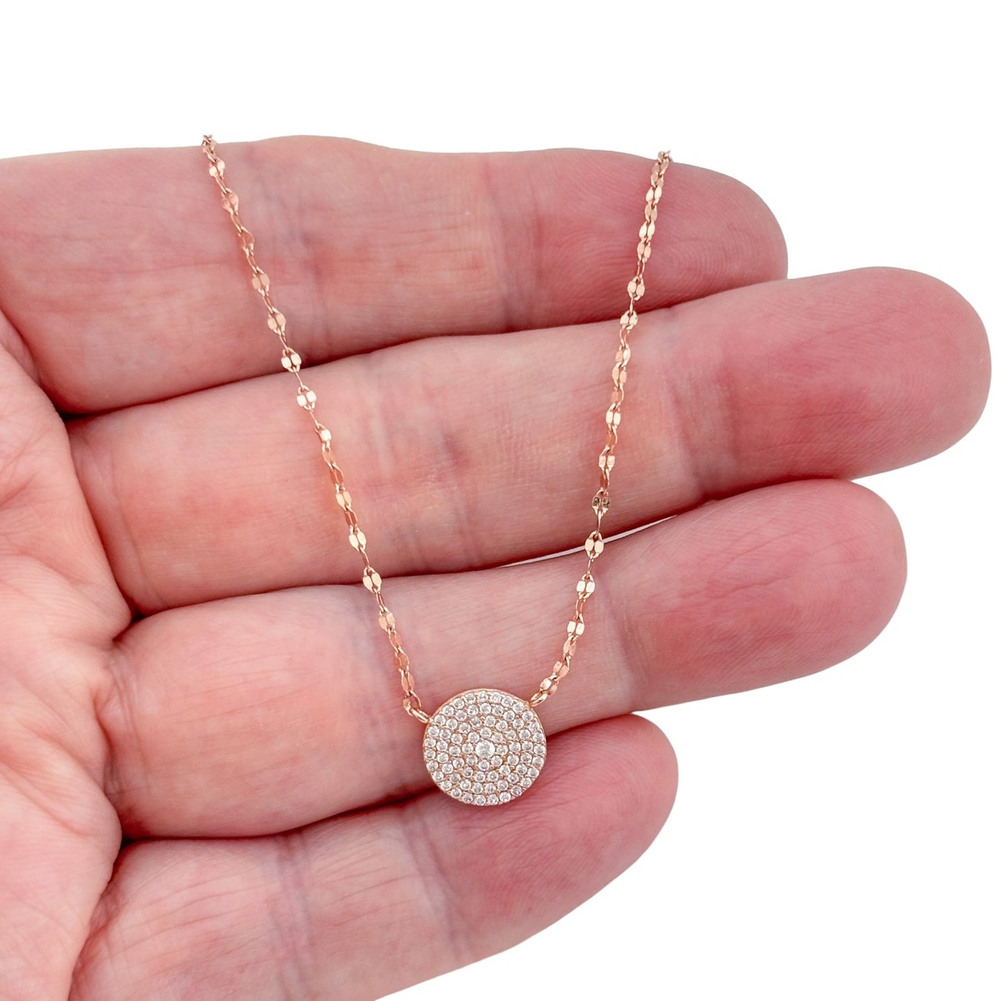 Vintage Rose Gold-Tone Sterling Silver 925 Cubic Zirconia Necklace 18"-20"