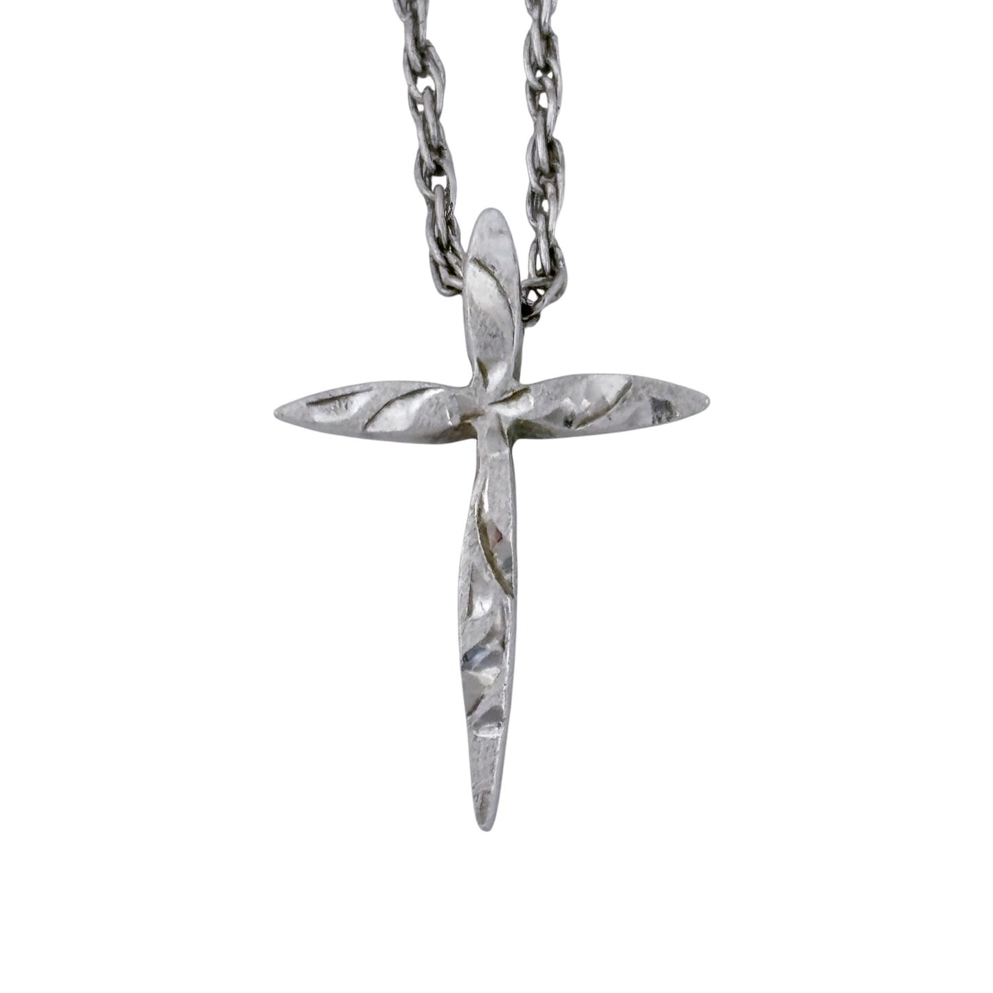Vintage Sterling Silver 925 Cross Pendant Necklace 17"
