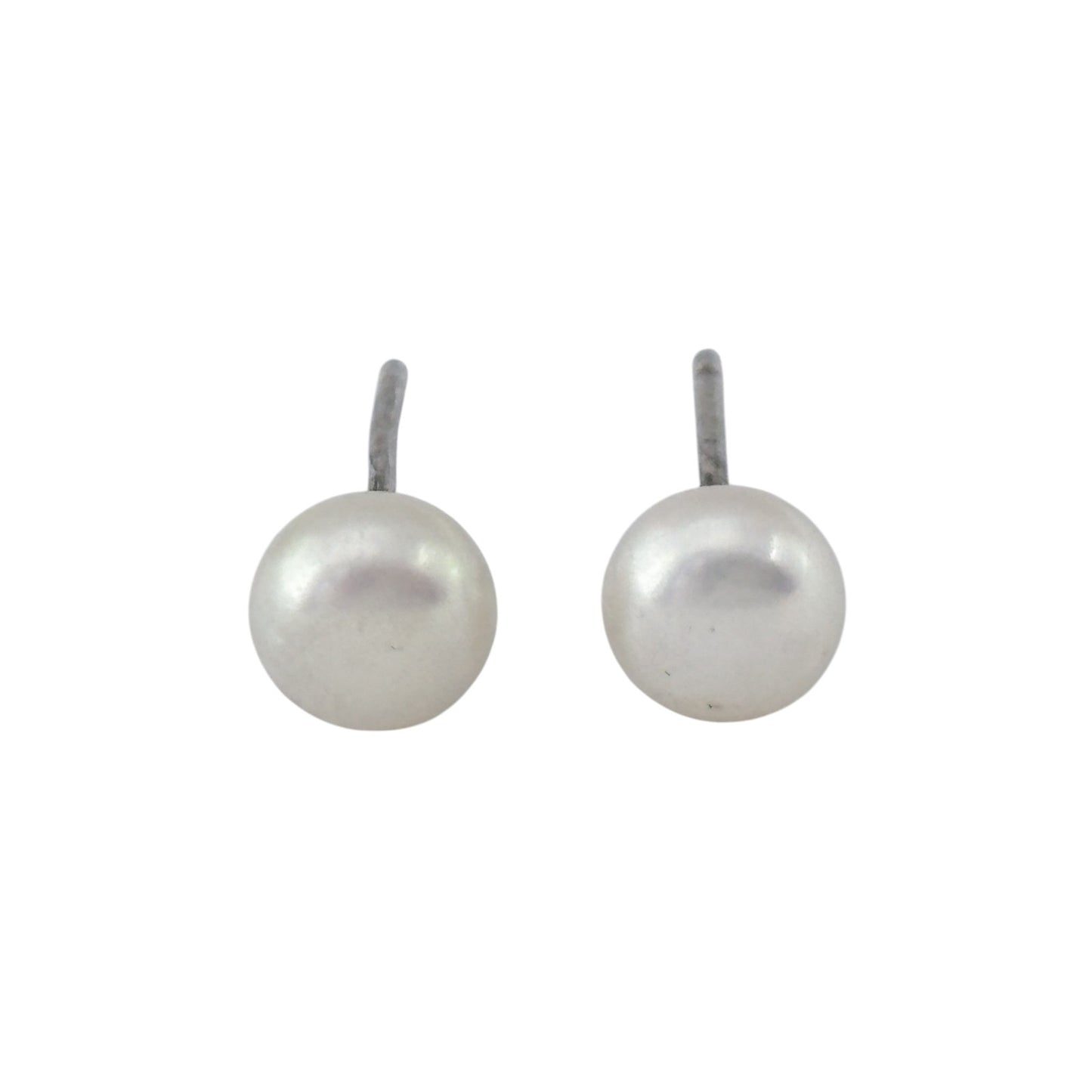 Vintage Sterling Silver White Imitation Pearl Stud Earrings