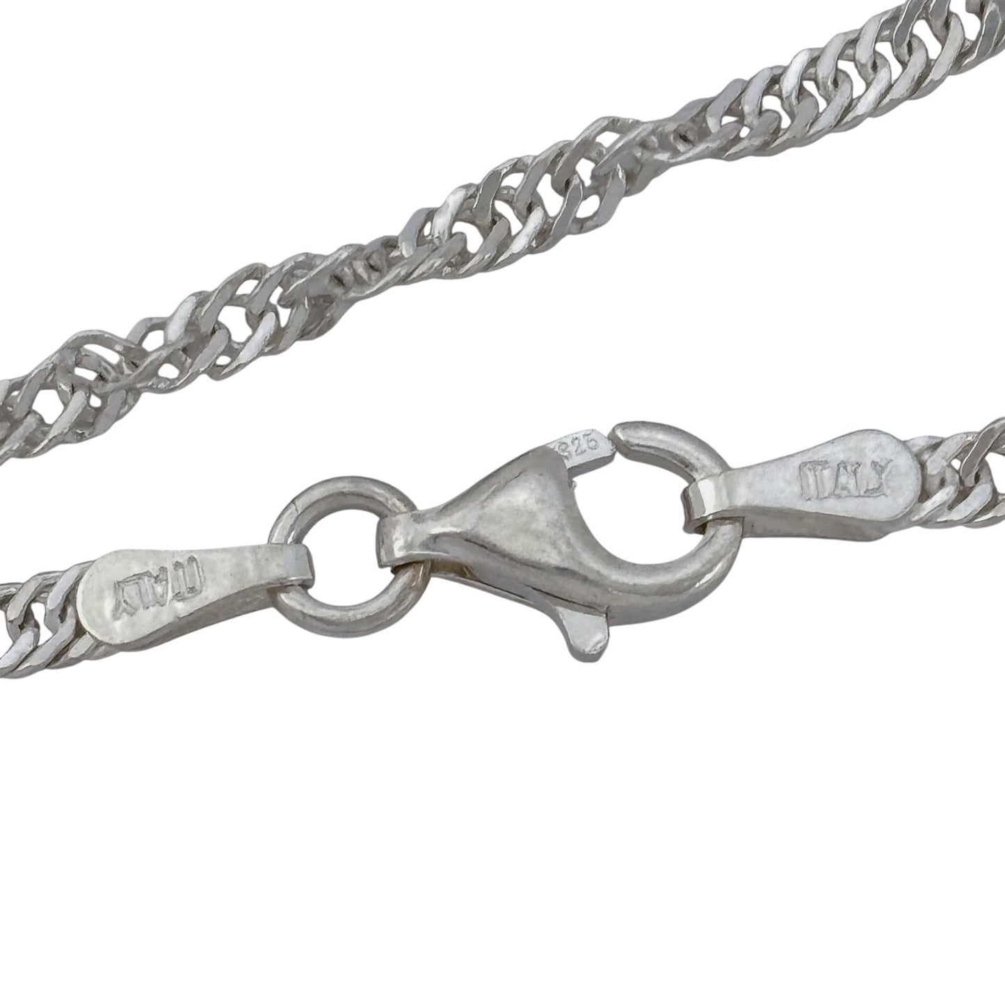Vintage Italian Sterling Silver 925 Singapore Link Chain Necklace 19.5"