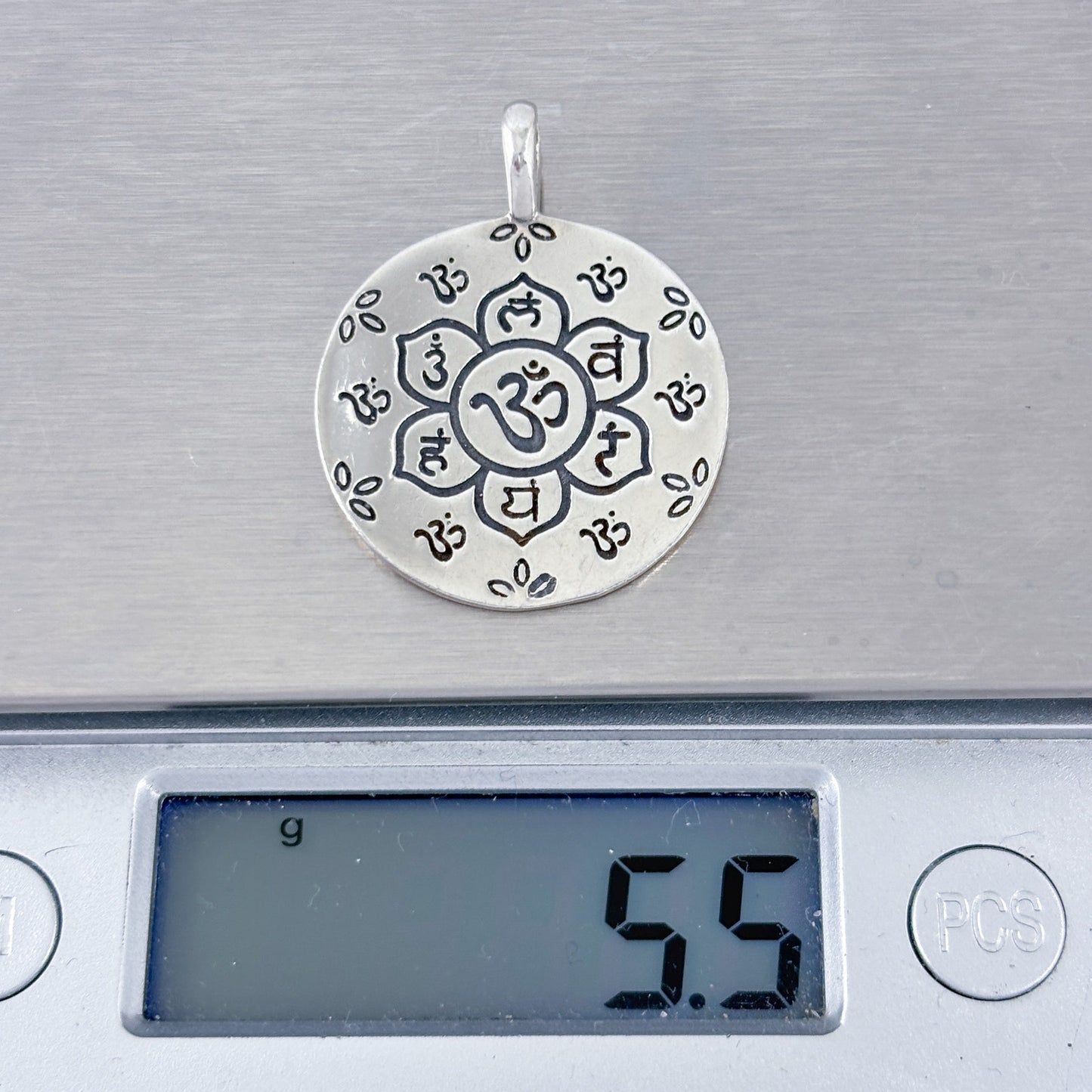 Vintage Sterling Silver 925 Om Mandala Pendant