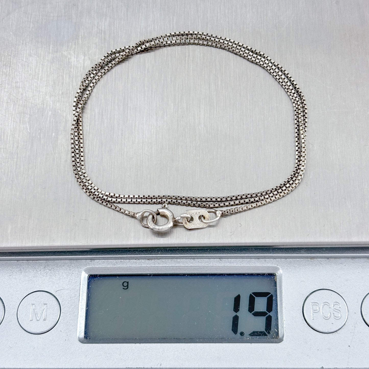 Vintage Italian Sterling Silver 925 Box Chain Necklace 18"