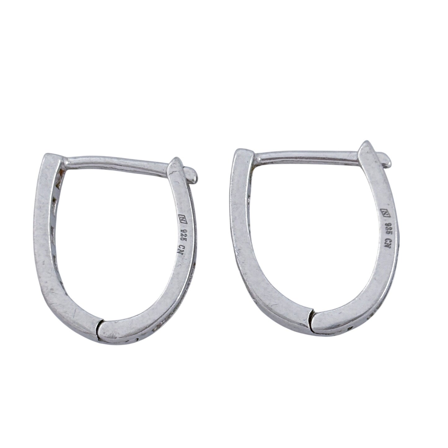 Vintage Sterling Silver 925 Cubic Zirconia Huggie Hoop Earrings