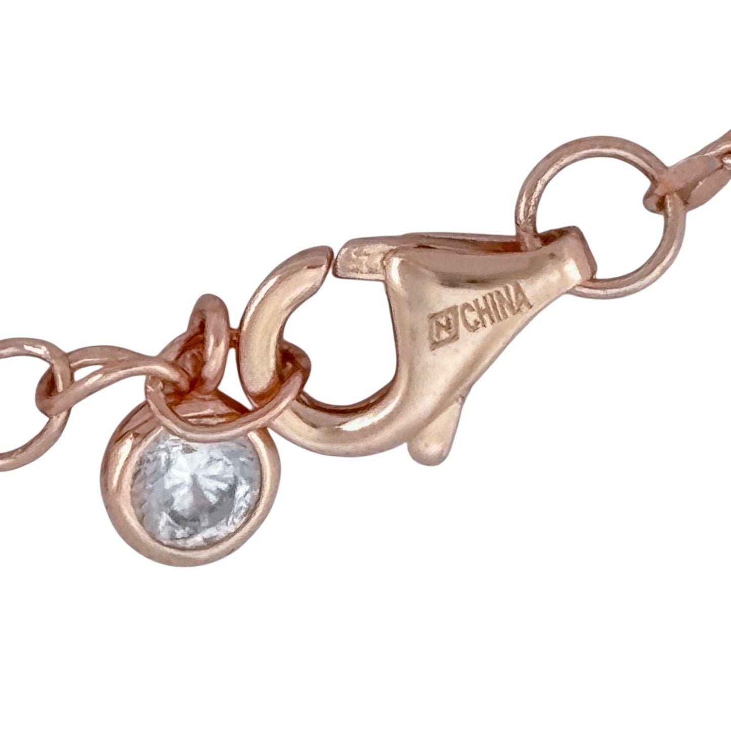 Vintage Rose Gold-Tone Sterling Silver 925 Cubic Zirconia Necklace 18"-20"