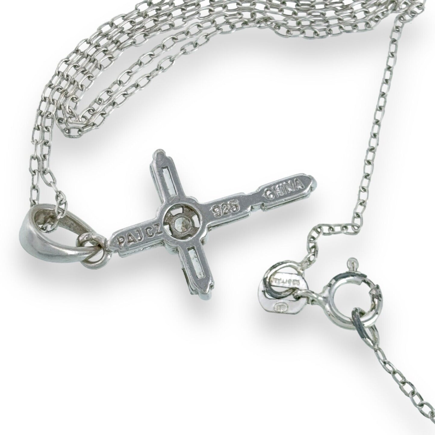 Vintage Sterling Silver 925 Cubic Zirconia Cross Pendant ONLY
