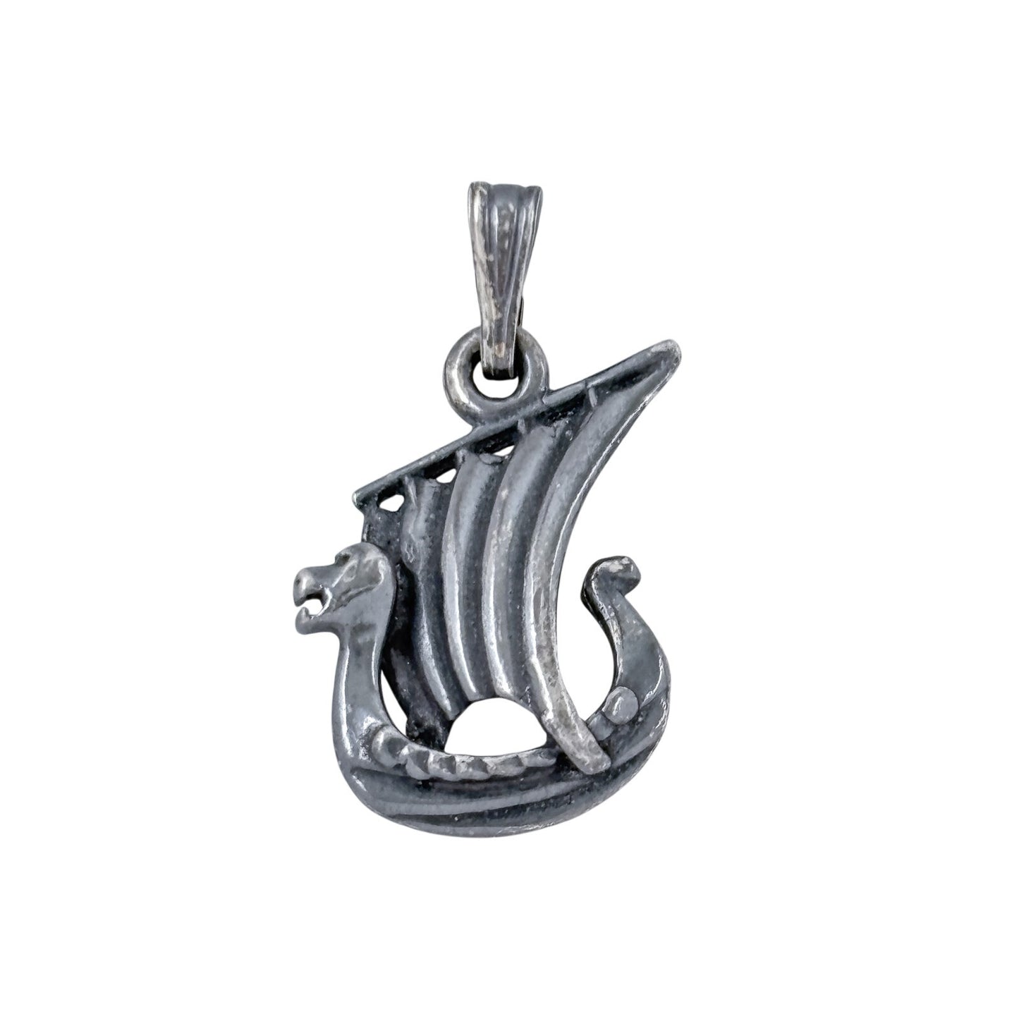 Vintage Sterling Silver 925 Norse Viking Boat Dragonship Seafarer Charm