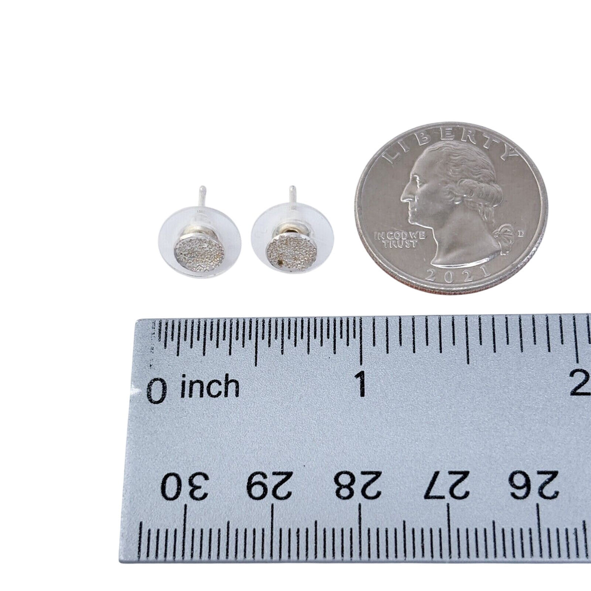 Vintage Sterling Silver 925 Textured Concave Round Stud Earrings