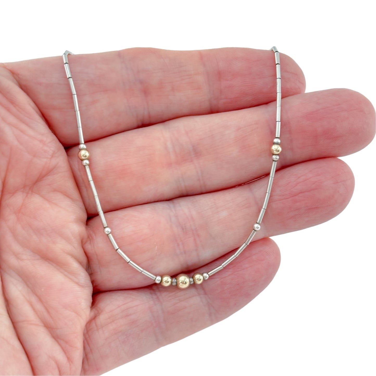 Vintage Sterling Liquid Silver 925 Necklace 15.25"